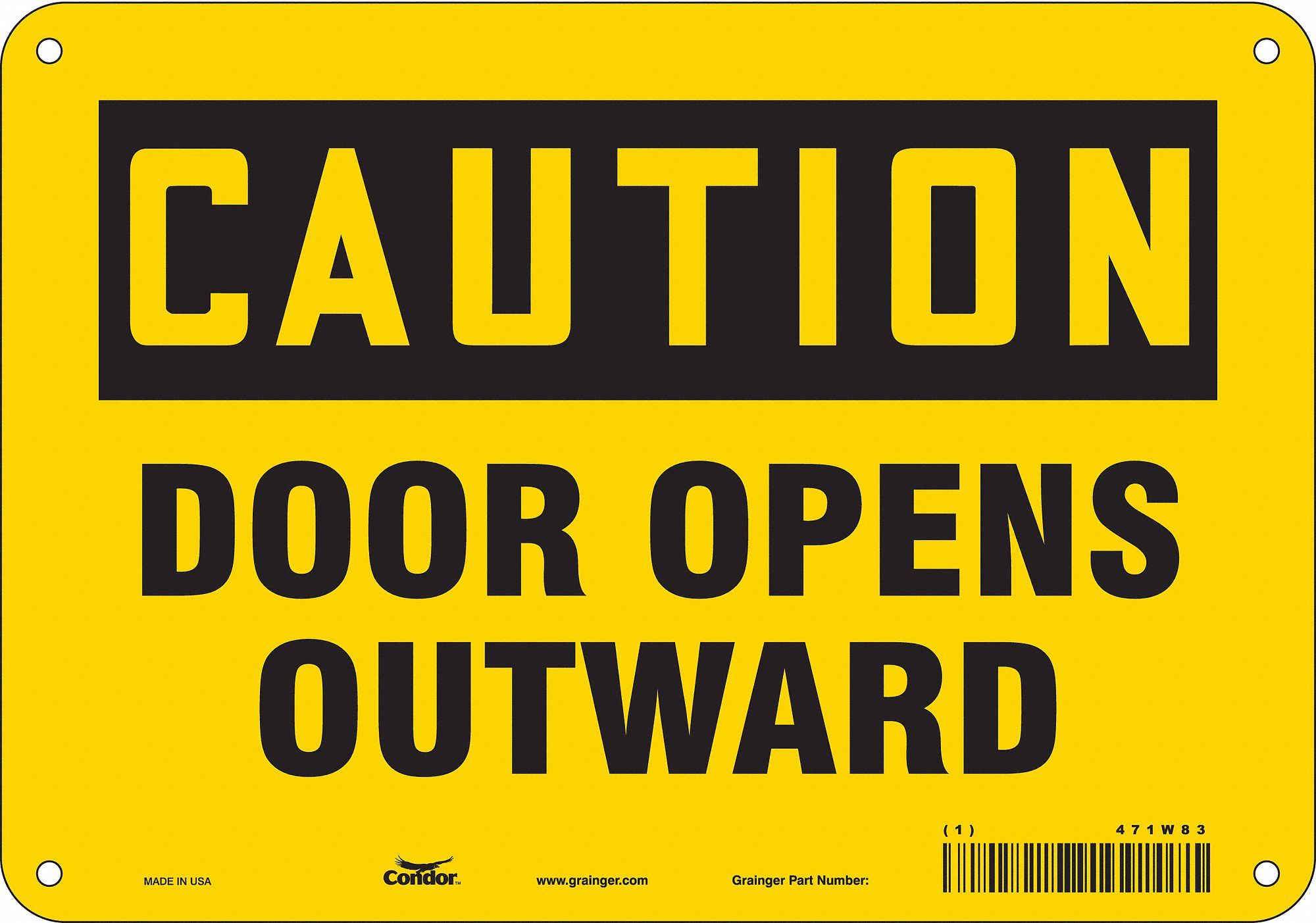Safety Sign: Aluminum, Mounting Holes Sign Mounting, 7 in x 10 in Nominal Sign Size, 0.032 in Thick