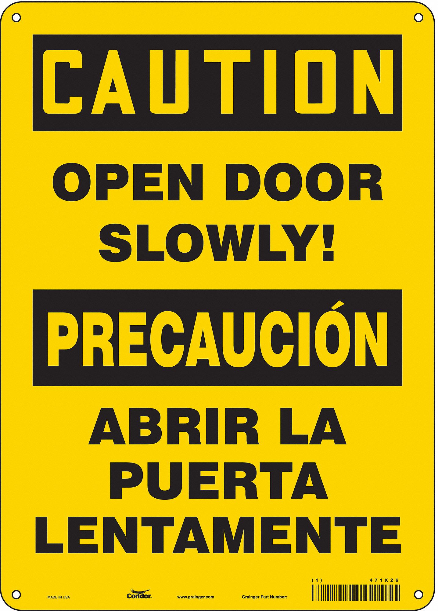 Safety Sign: Aluminum, Mounting Holes Sign Mounting, 14 in x 10 in Nominal Sign Size, 0.032 in Thick