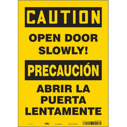 CONDOR Safety Sign, Open Door Slowly!/Abrir La Puerta Lentamente, Sign ...
