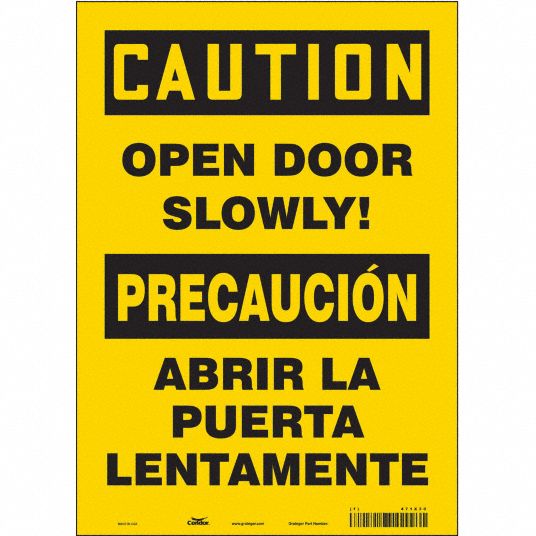 CONDOR Safety Sign: Vinyl, Adhesive Sign Mounting, 14 in x 10 in ...