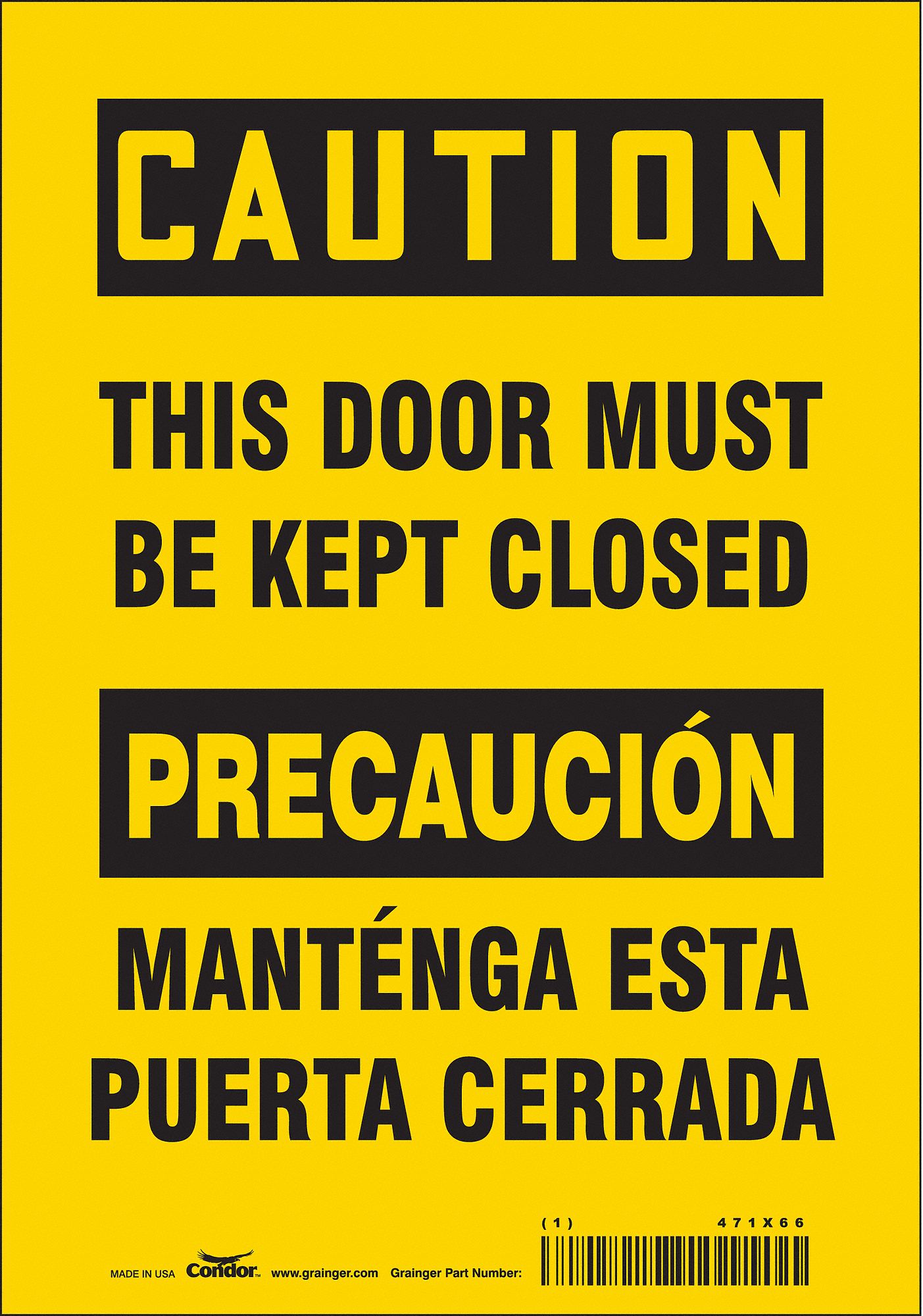 Safety Sign: Vinyl, Adhesive Sign Mounting, 10 in x 7 in Nominal Sign Size, Not Retroreflective