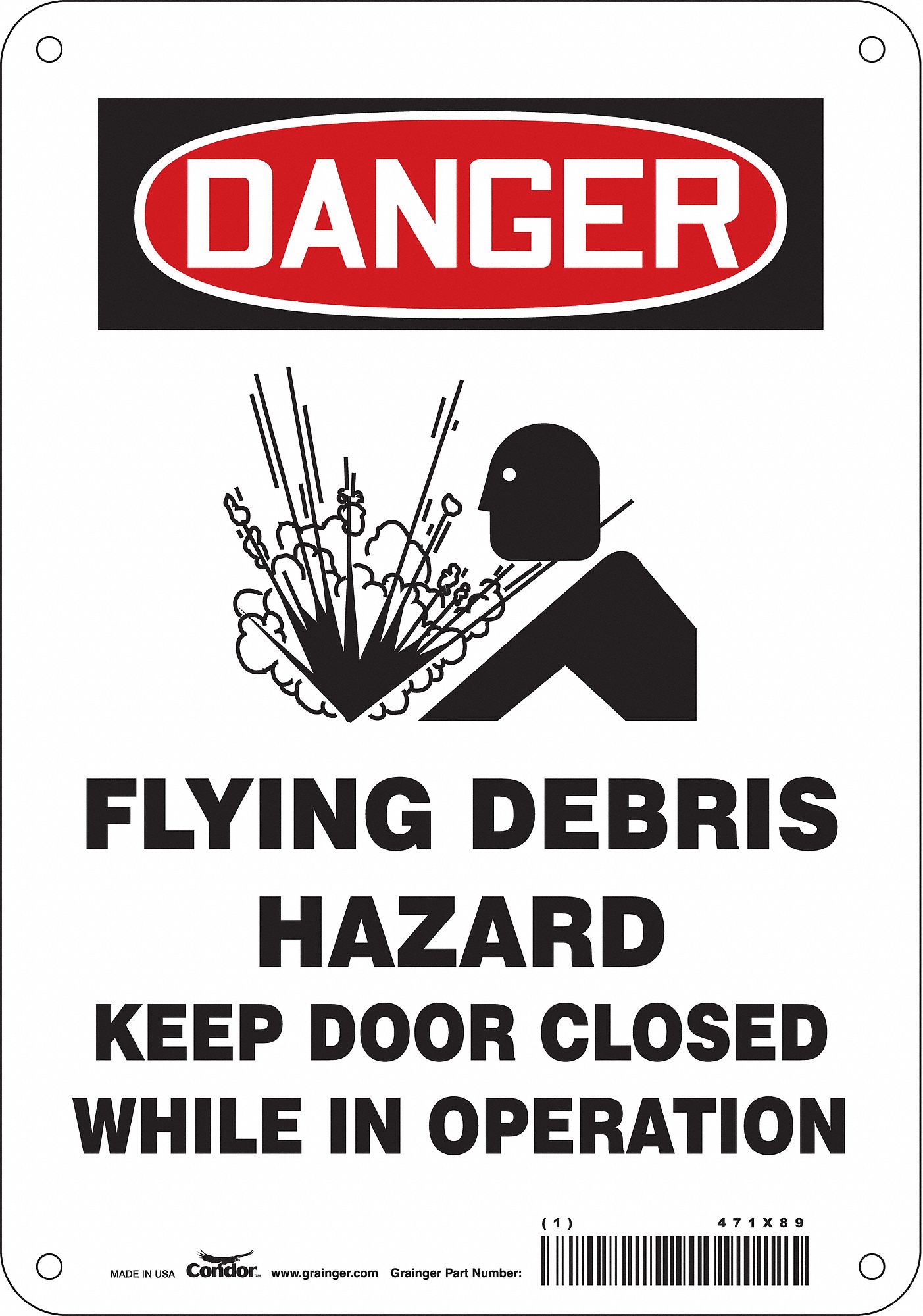 Safety Sign: Polyethylene, Mounting Holes Sign Mounting, 10 in x 7 in Nominal Sign Size, Danger