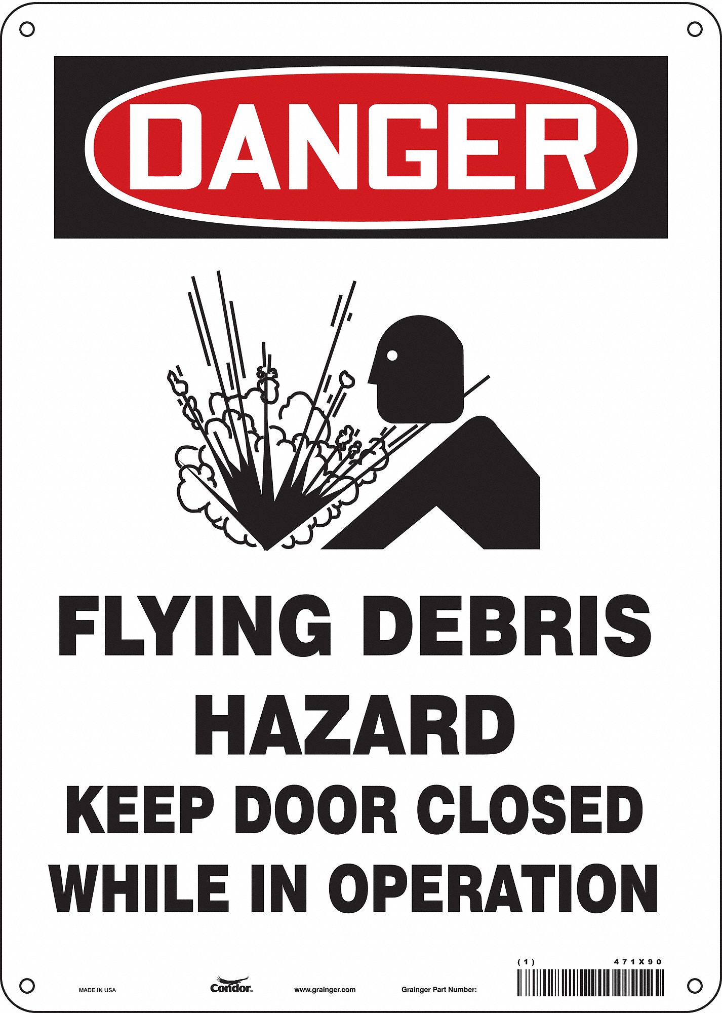 Safety Sign: Polyethylene, Mounting Holes Sign Mounting, 14 in x 10 in Nominal Sign Size, Danger