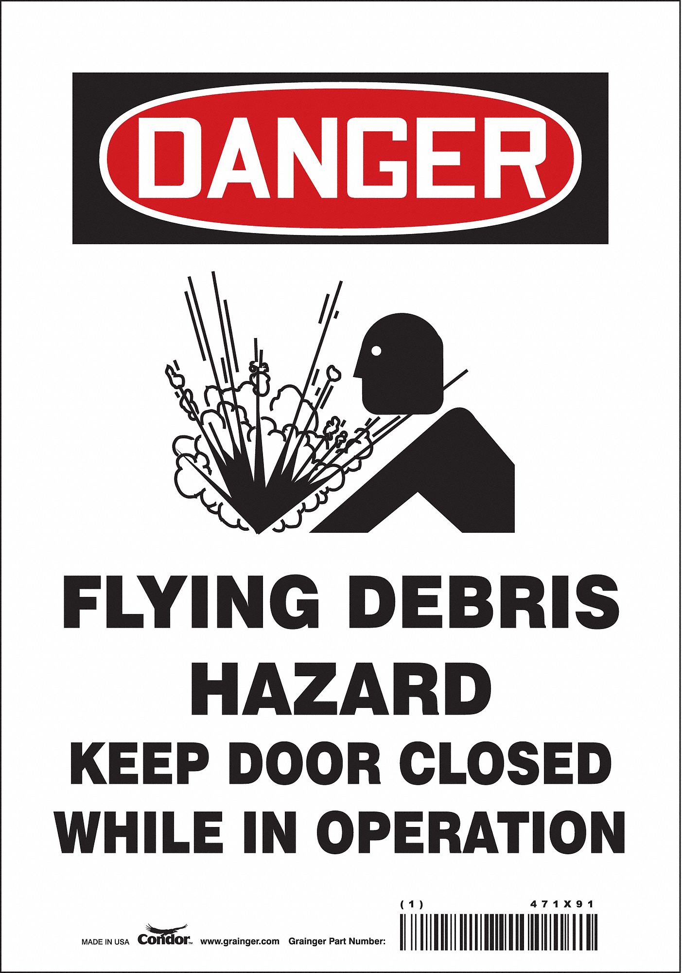 Safety Sign: Vinyl, Adhesive Sign Mounting, 10 in x 7 in Nominal Sign Size, Not Retroreflective