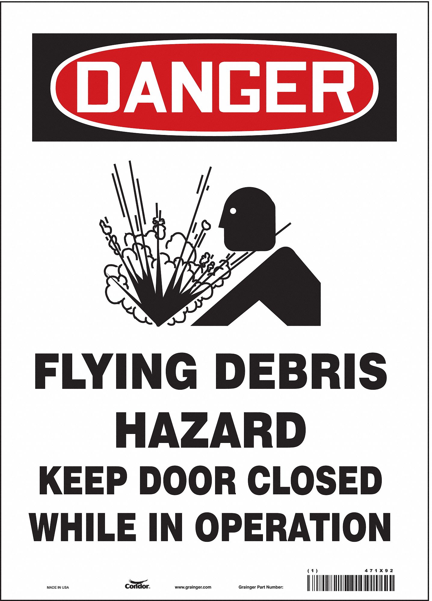 Safety Sign: Vinyl, Adhesive Sign Mounting, 14 in x 10 in Nominal Sign Size, Not Retroreflective