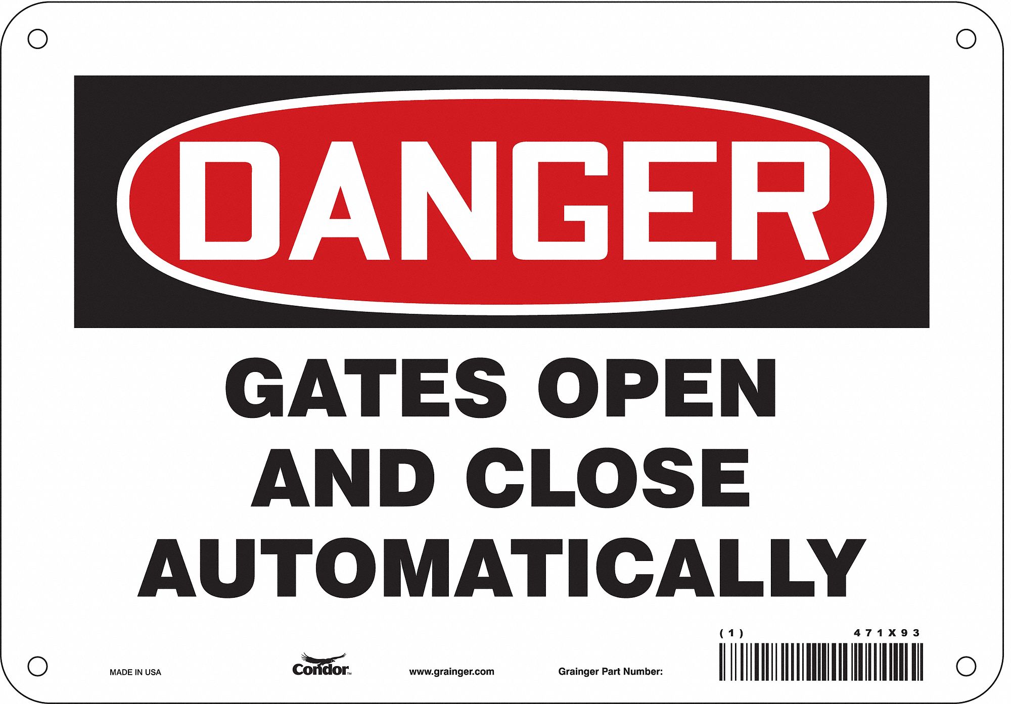 Safety Sign: Aluminum, Mounting Holes Sign Mounting, 7 in x 10 in Nominal Sign Size, 0.032 in Thick