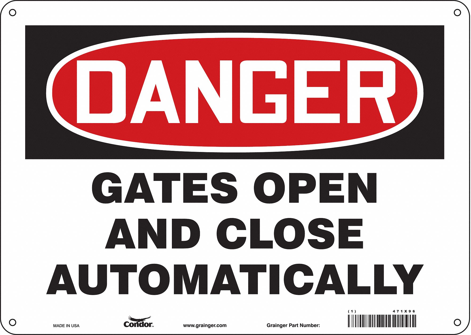 Safety Sign: Polyethylene, Mounting Holes Sign Mounting, 10 in x 14 in Nominal Sign Size