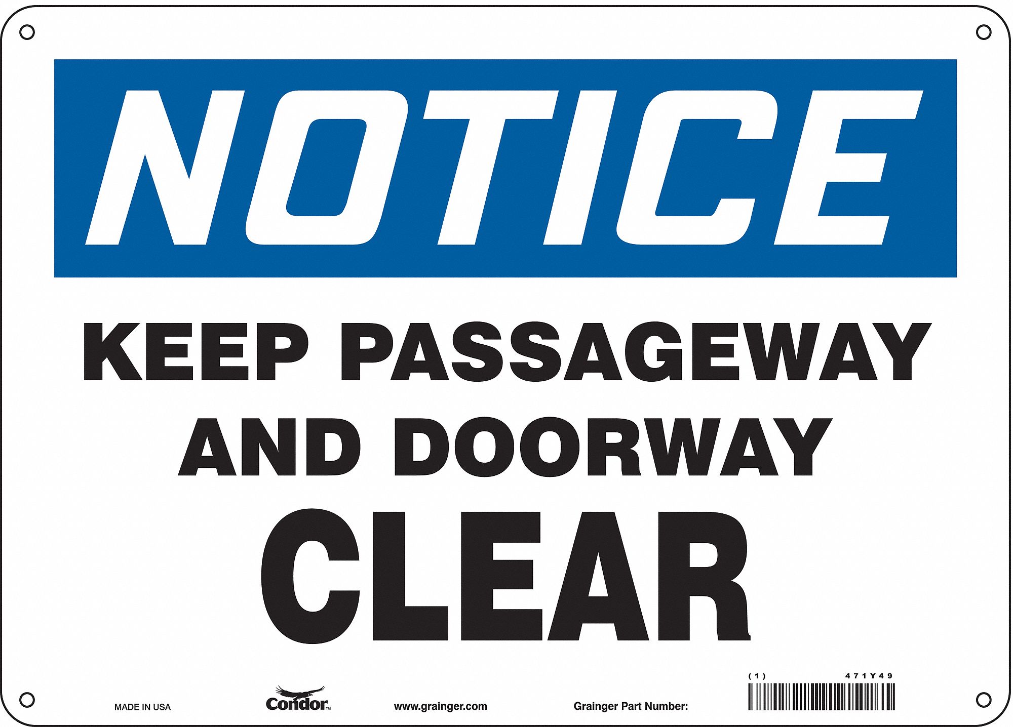 Safety Sign, 10 in x 14 in, Polyethylene