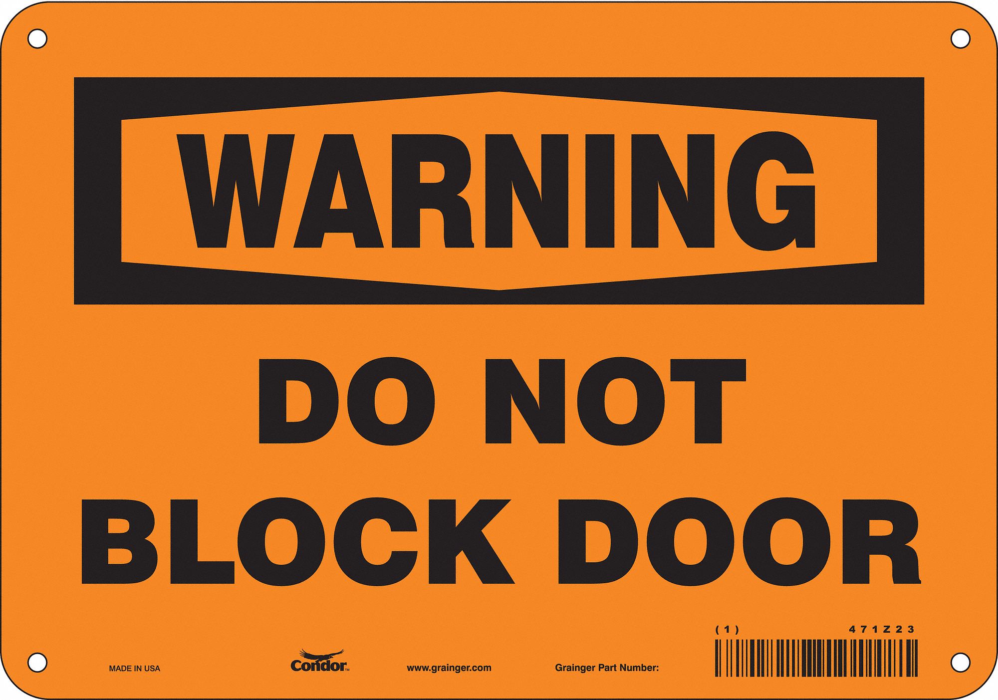 Safety Sign: Polyethylene, Mounting Holes Sign Mounting, 7 in x 10 in Nominal Sign Size, Warning