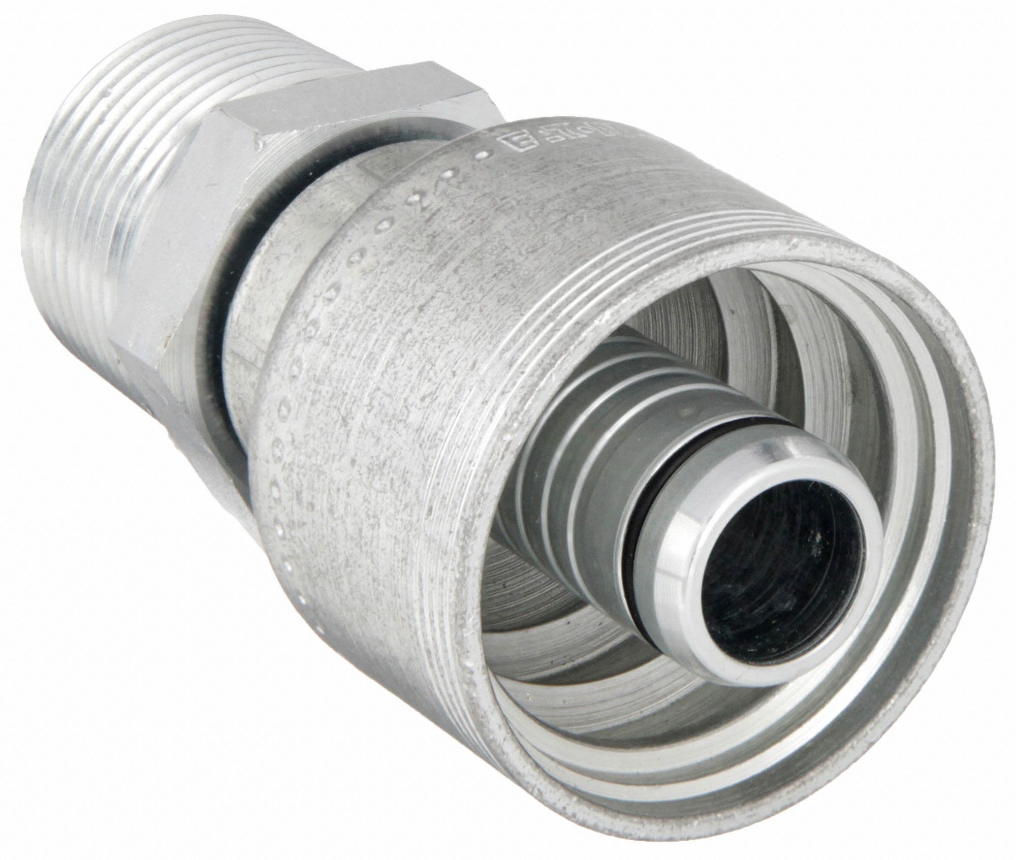 Hydraulic Crimp Fitting: Steel x Steel, Straight, -12 For Hose Dash Size, Male x Genderless
