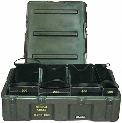 MED4TOTE PROTECTIVE CASE, OD GREEN, 32 3/4 X 20 7/8 X 12 39/64 IN, MOLDED PLASTIC/POLYETHYLENE