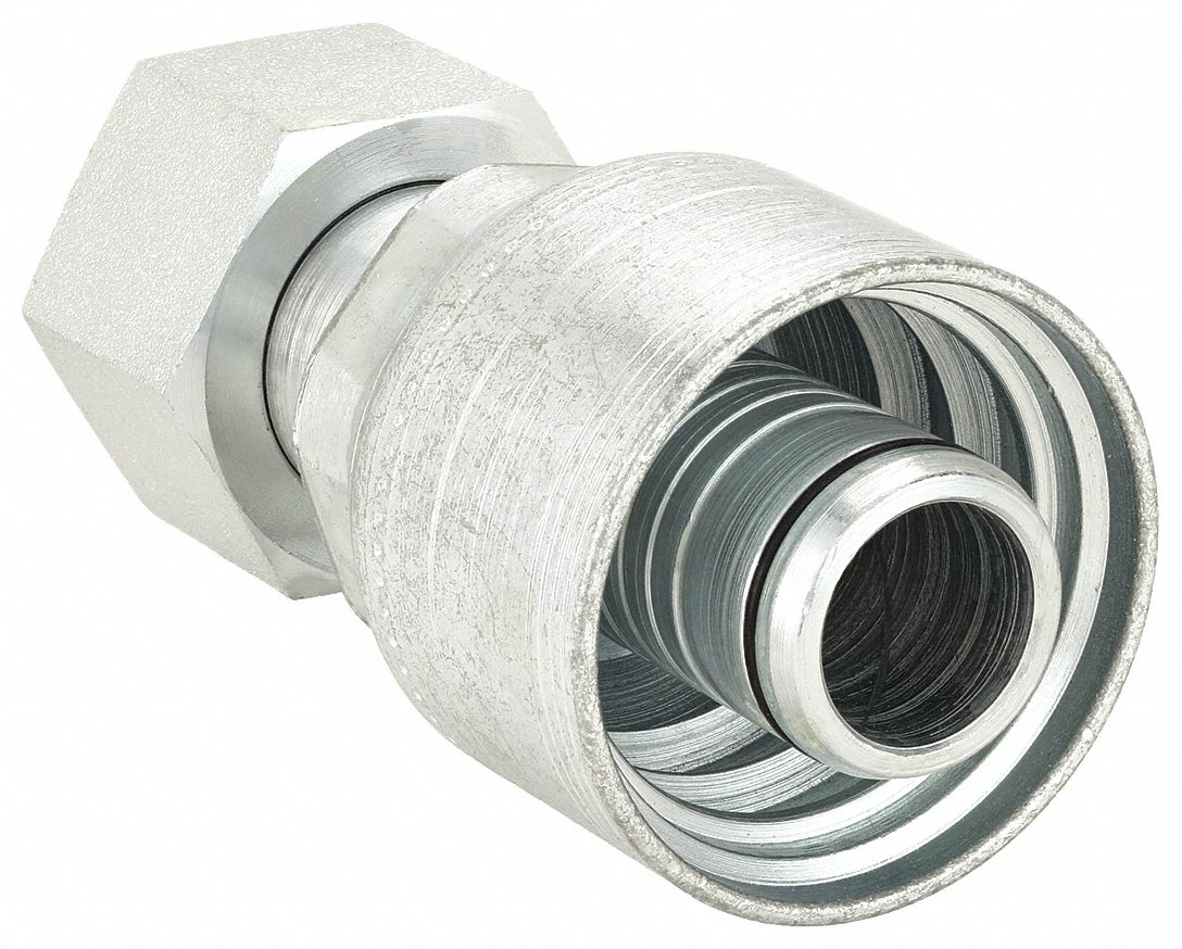 Hydraulic Crimp Fitting: Steel x Steel, Straight, -10 For Hose Dash Size, ORS x Crimp