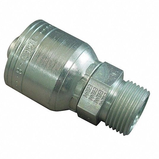 Hydraulic Crimp Fitting: Steel x Steel, Straight, -12 For Hose Dash Size, Male x Genderless