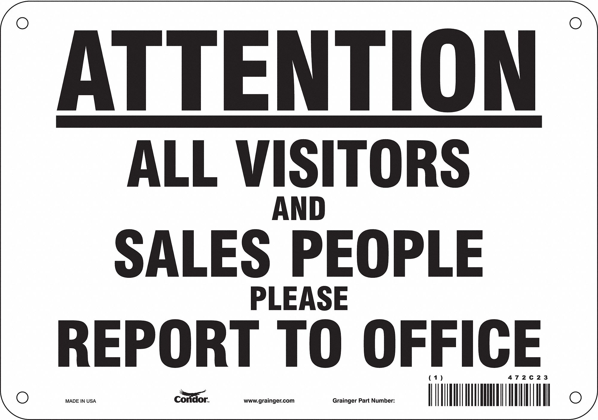 Safety Sign: Polyethylene, Mounting Holes Sign Mounting, 7 in x 10 in Nominal Sign Size, No Header