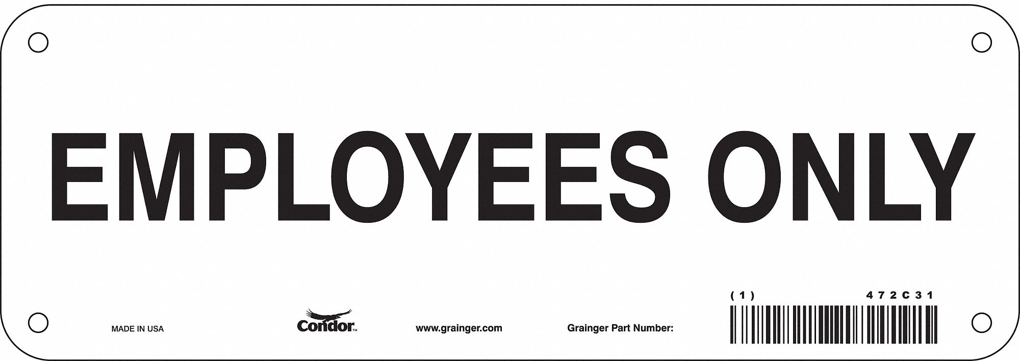Safety Sign, 3.5in x 10in, Aluminum