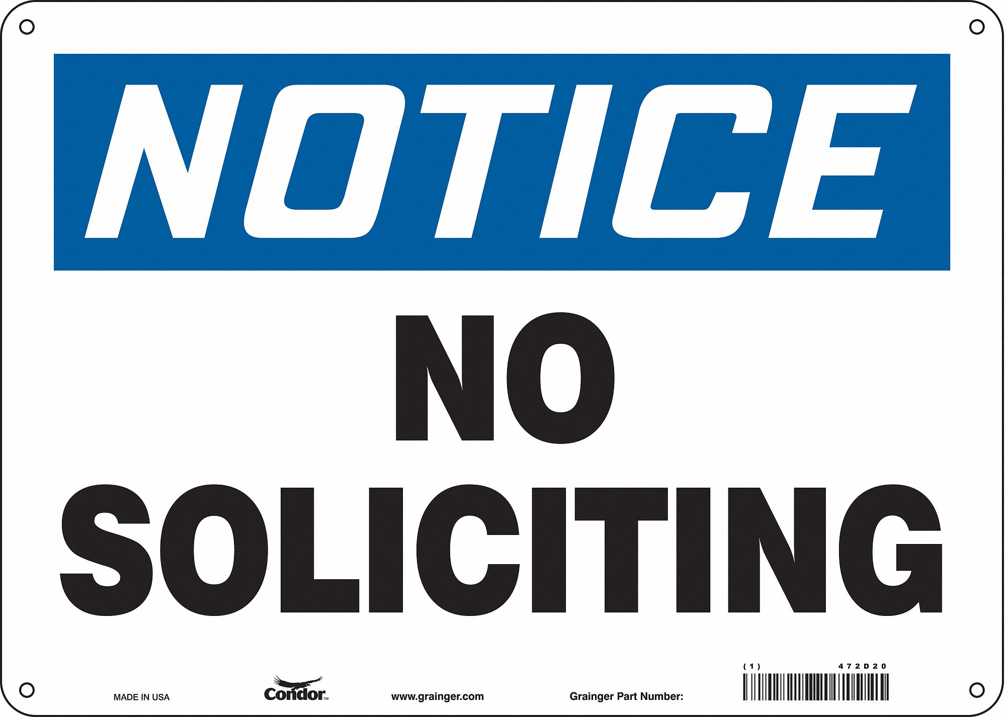 Safety Sign: Aluminum, Mounting Holes Sign Mounting, 10 in x 14 in Nominal Sign Size, 0.032 in Thick
