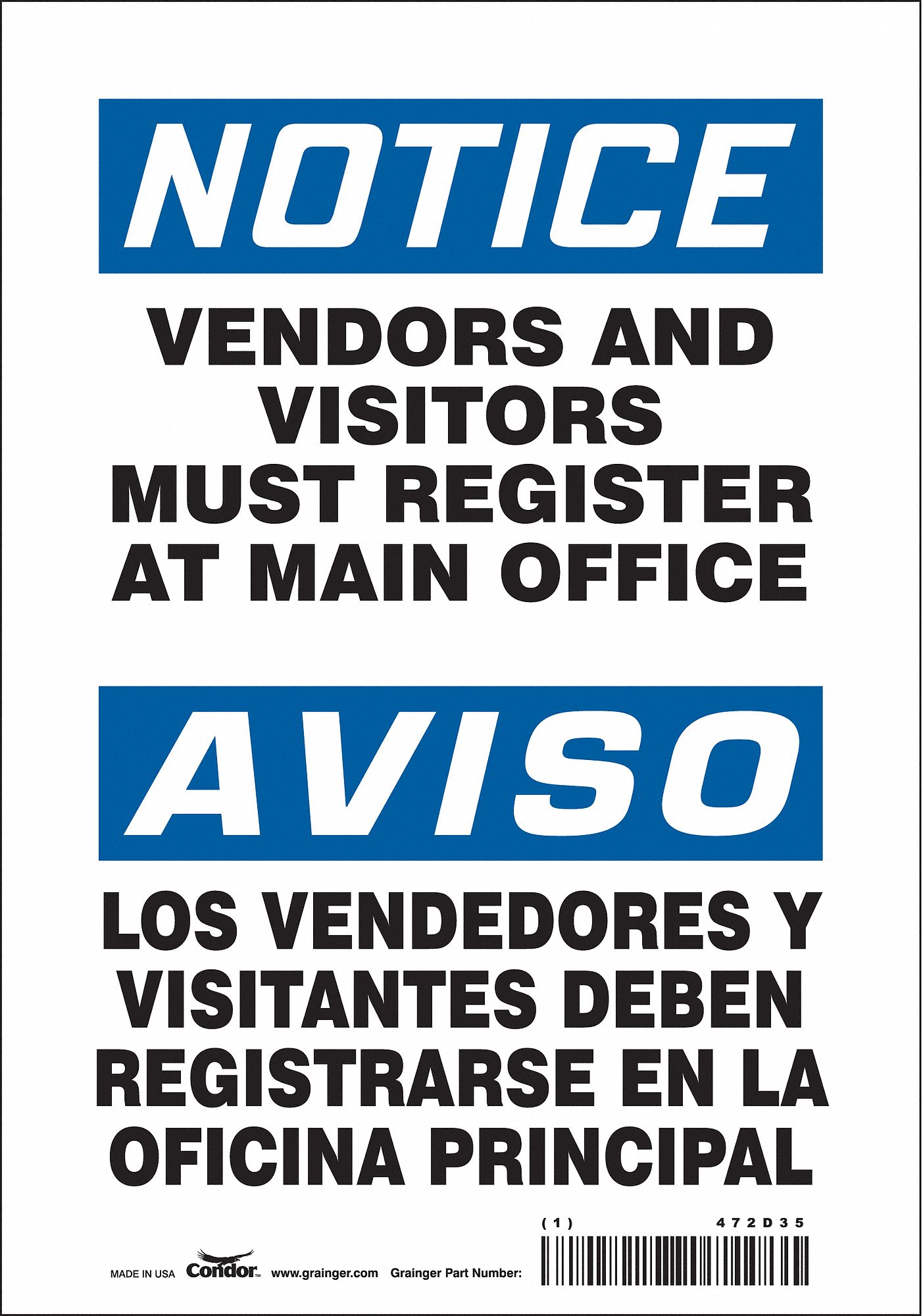 Safety Sign: Vinyl, Adhesive Sign Mounting, 10 in x 7 in Nominal Sign Size, Not Retroreflective