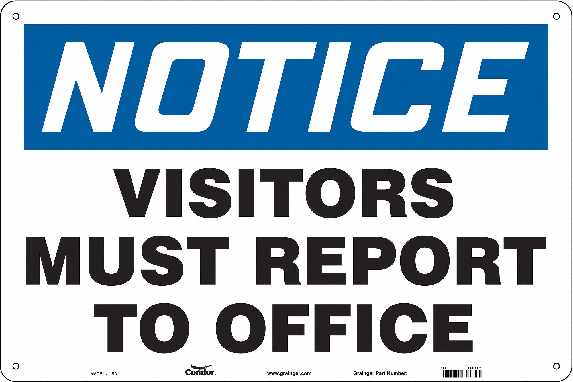 Safety Sign, 24 in x 36 in, Aluminum