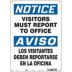 Notice/Aviso: Visitors Must Report To Office/Los Visitantes Deben Reportarse En La Oficina Signs