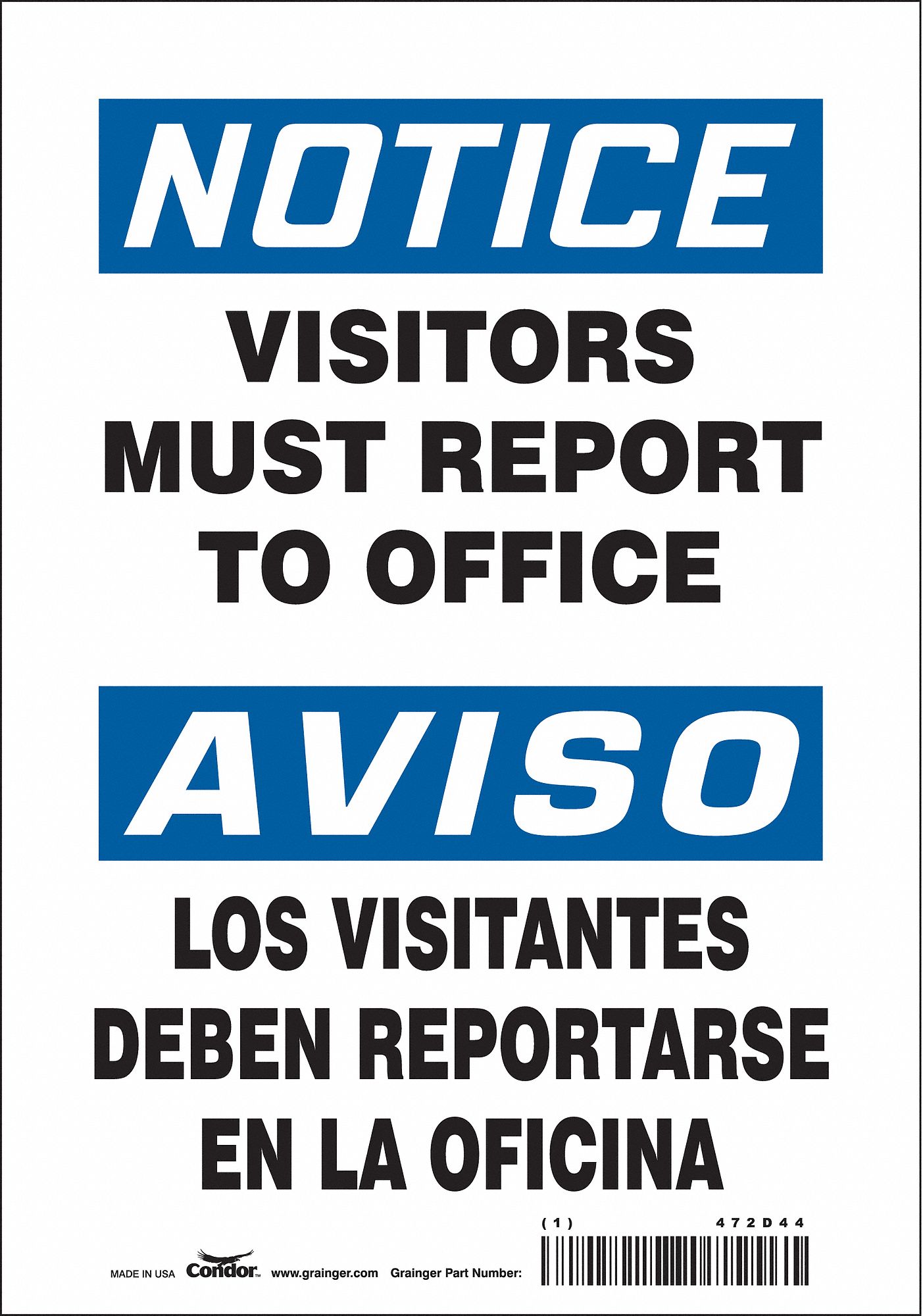 Safety Sign: Vinyl, Adhesive Sign Mounting, 10 in x 7 in Nominal Sign Size, Not Retroreflective