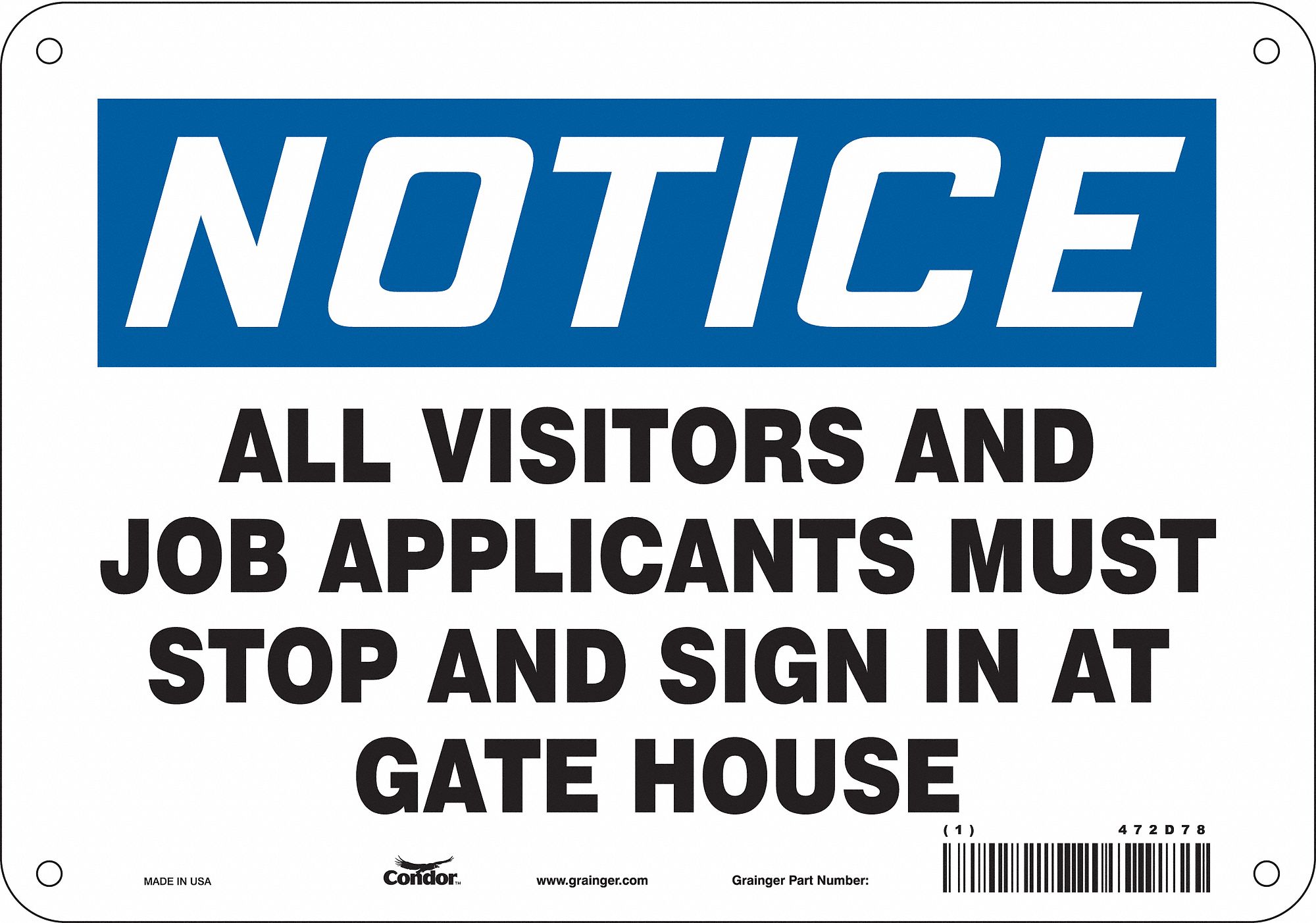 Safety Sign, 7 in x 10 in, Polyethylene