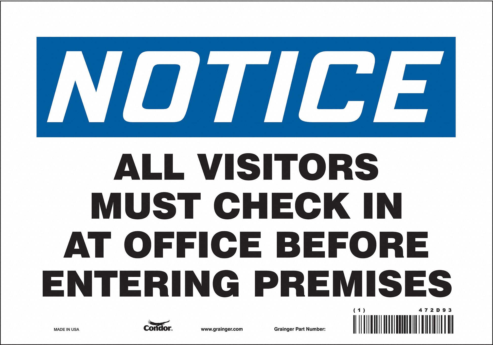 Vinyl, Adhesive Sign Mounting, Safety Sign - 472D93|472D93 - Grainger