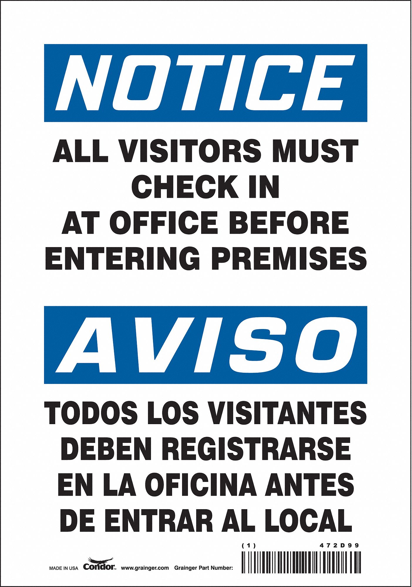 Safety Sign: Vinyl, Adhesive Sign Mounting, 10 in x 7 in Nominal Sign Size, Not Retroreflective