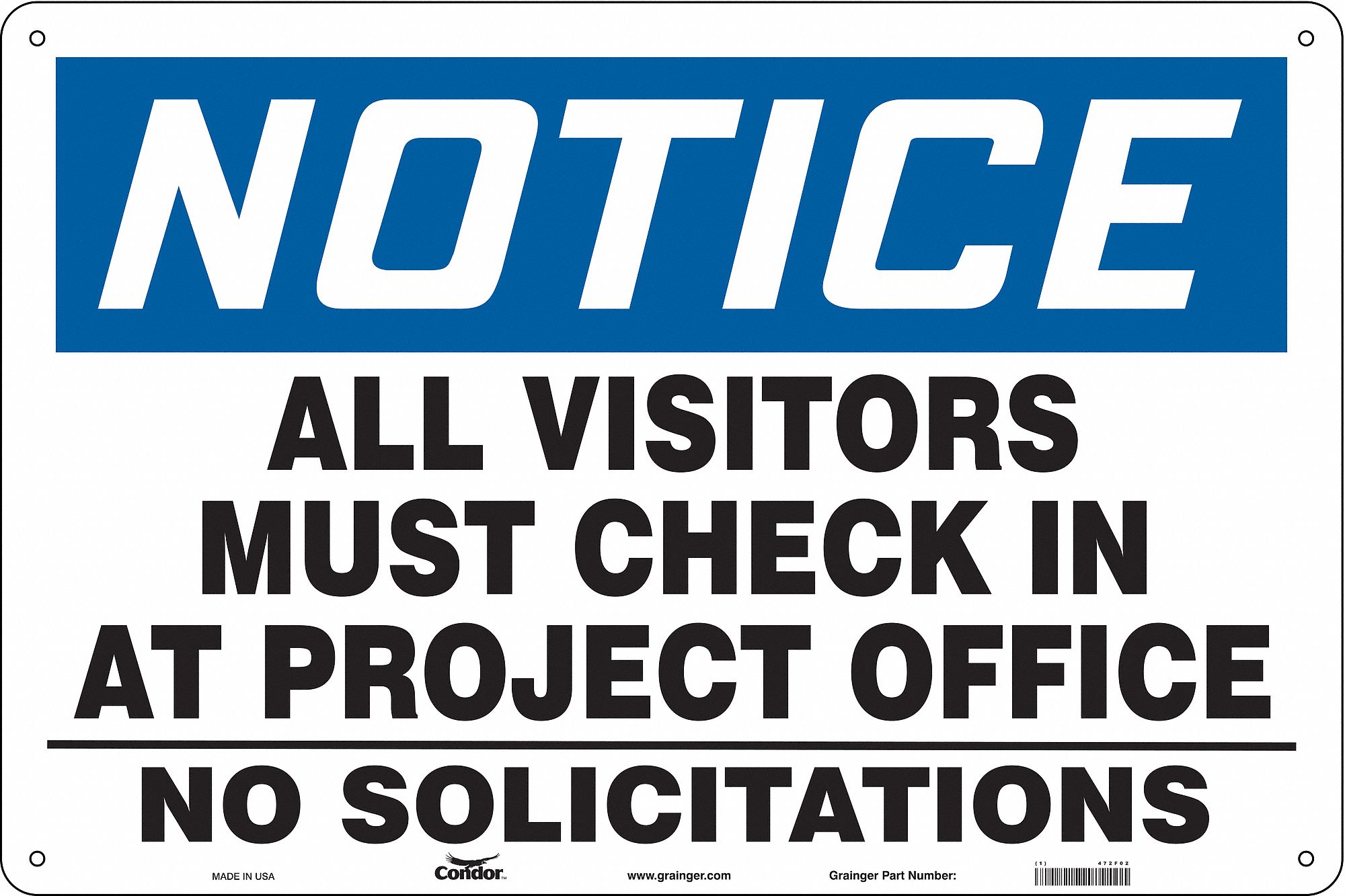 Safety Sign, 24 in x 36 in, Aluminum