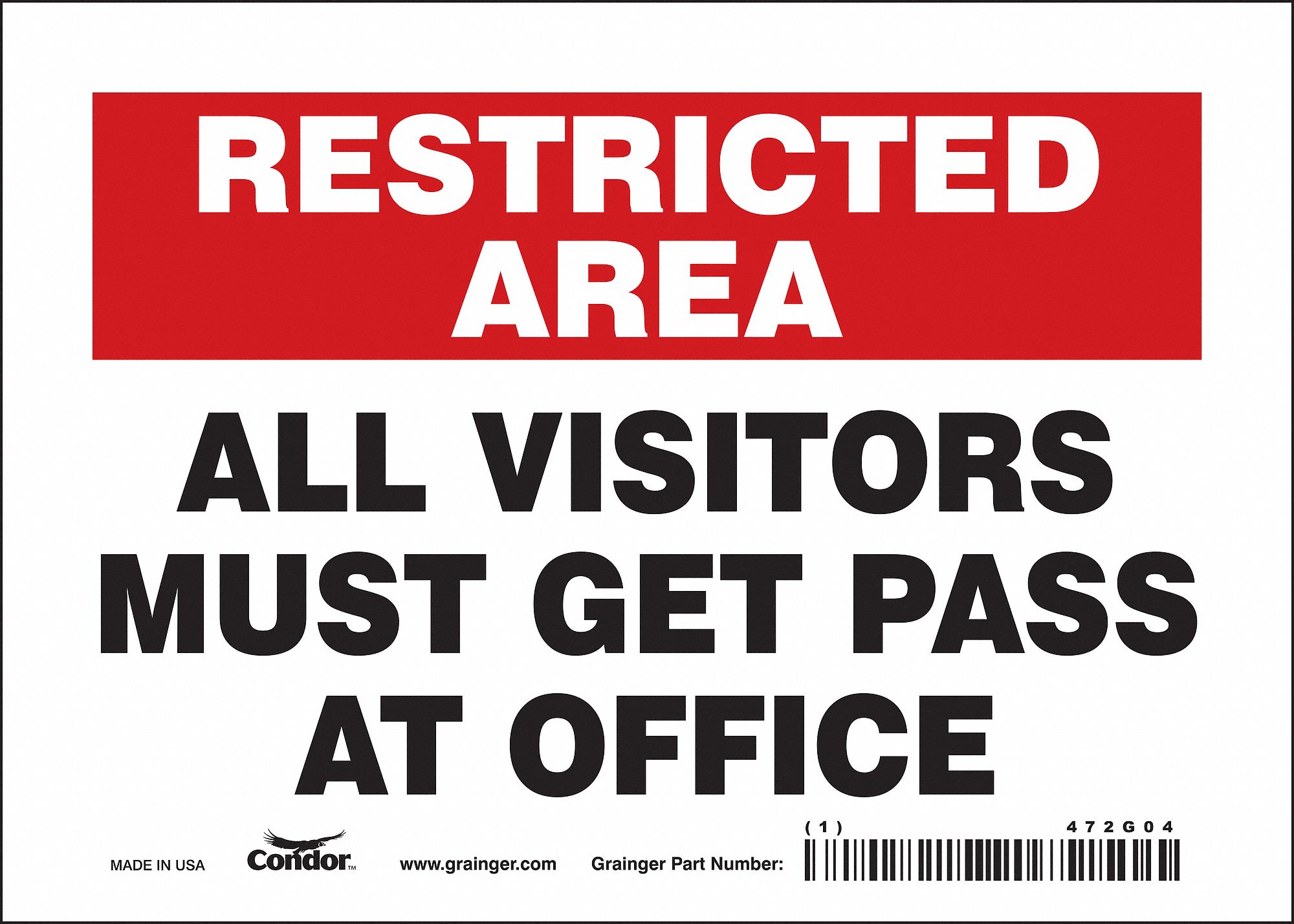 Safety Sign: Vinyl, Adhesive Sign Mounting, 5 in x 7 in Nominal Sign Size, Not Retroreflective