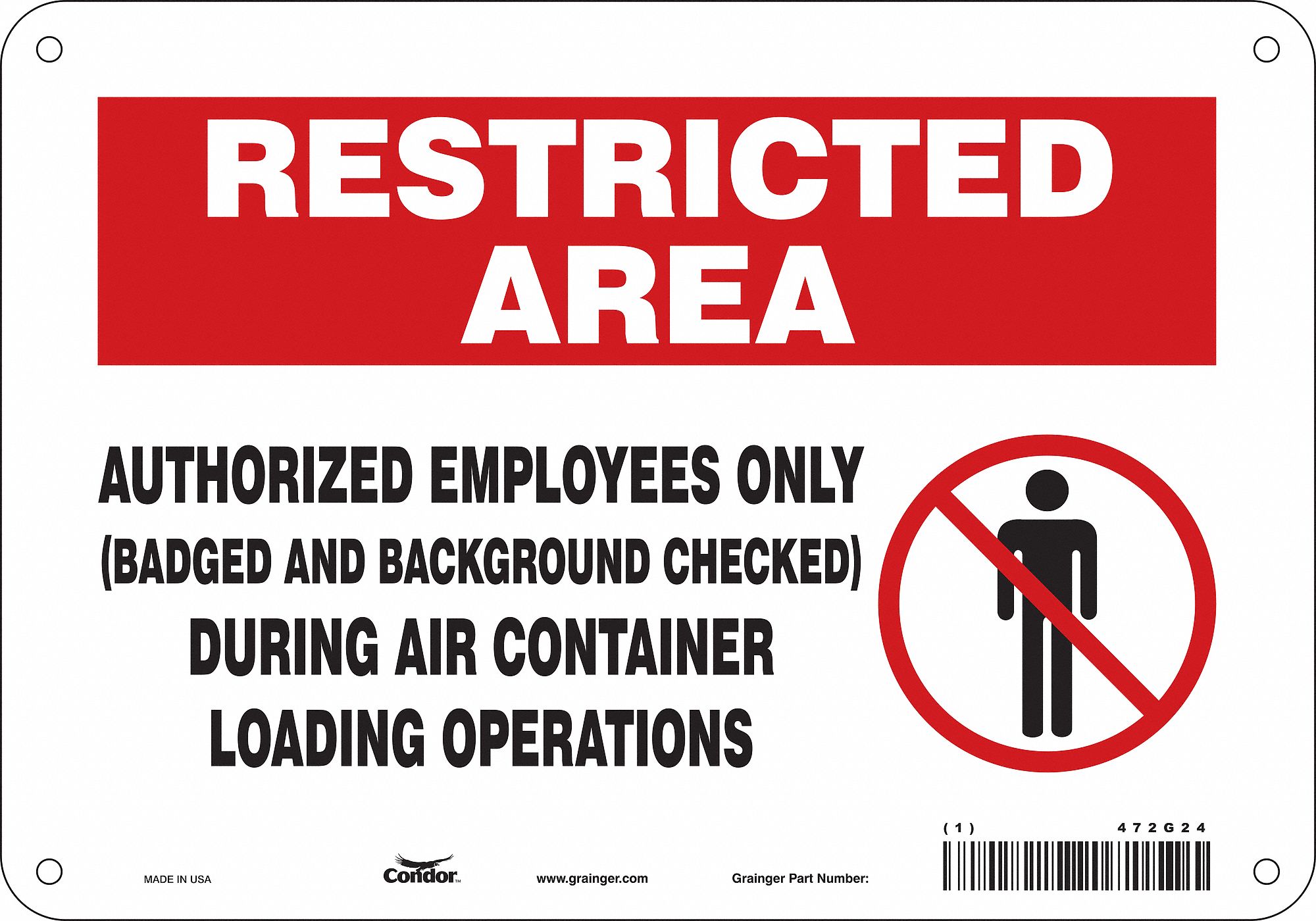 Safety Sign: Polyethylene, Mounting Holes Sign Mounting, 7 in x 10 in Nominal Sign Size, Wall
