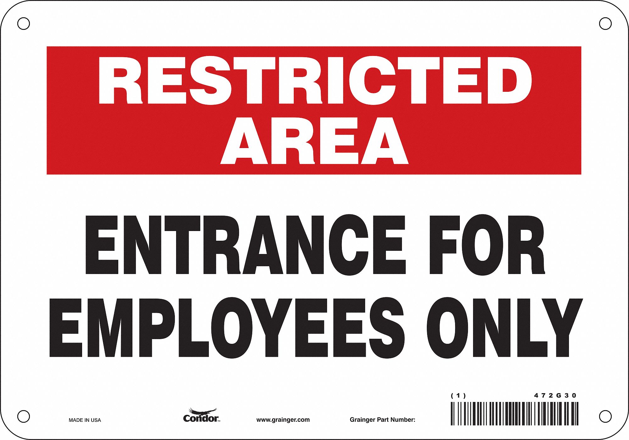 Safety Sign: Polyethylene, Mounting Holes Sign Mounting, 7 in x 10 in Nominal Sign Size, Wall