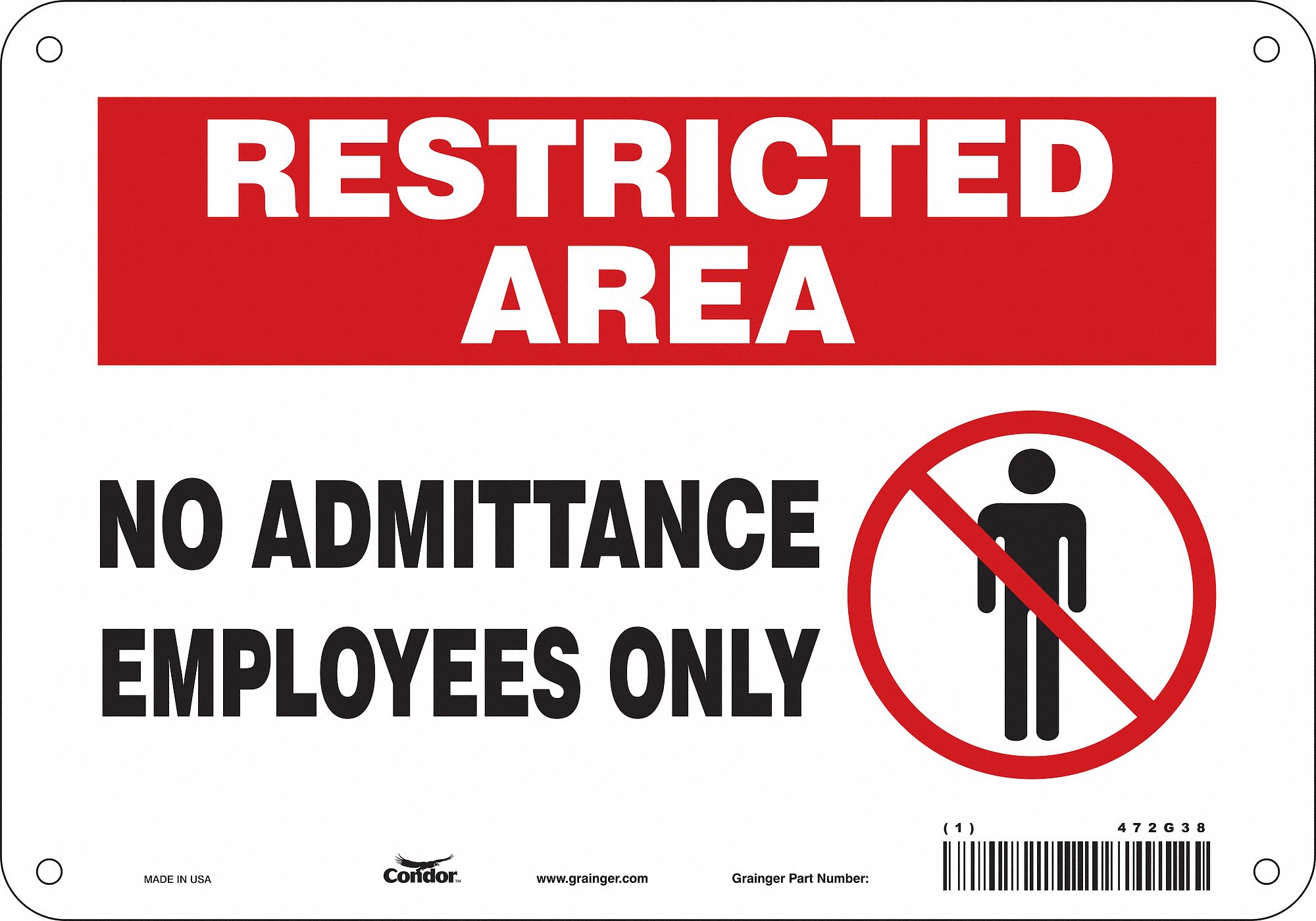 Safety Sign: Polyethylene, Mounting Holes Sign Mounting, 7 in x 10 in Nominal Sign Size, Wall