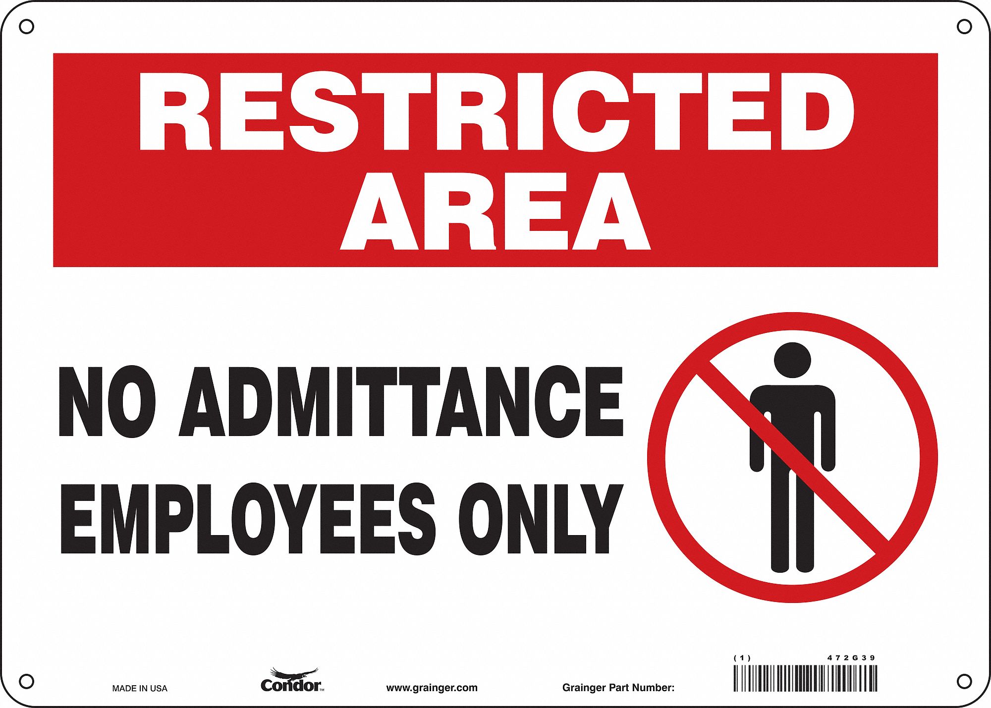 Safety Sign: Polyethylene, Mounting Holes Sign Mounting, 10 in x 14 in Nominal Sign Size, Wall