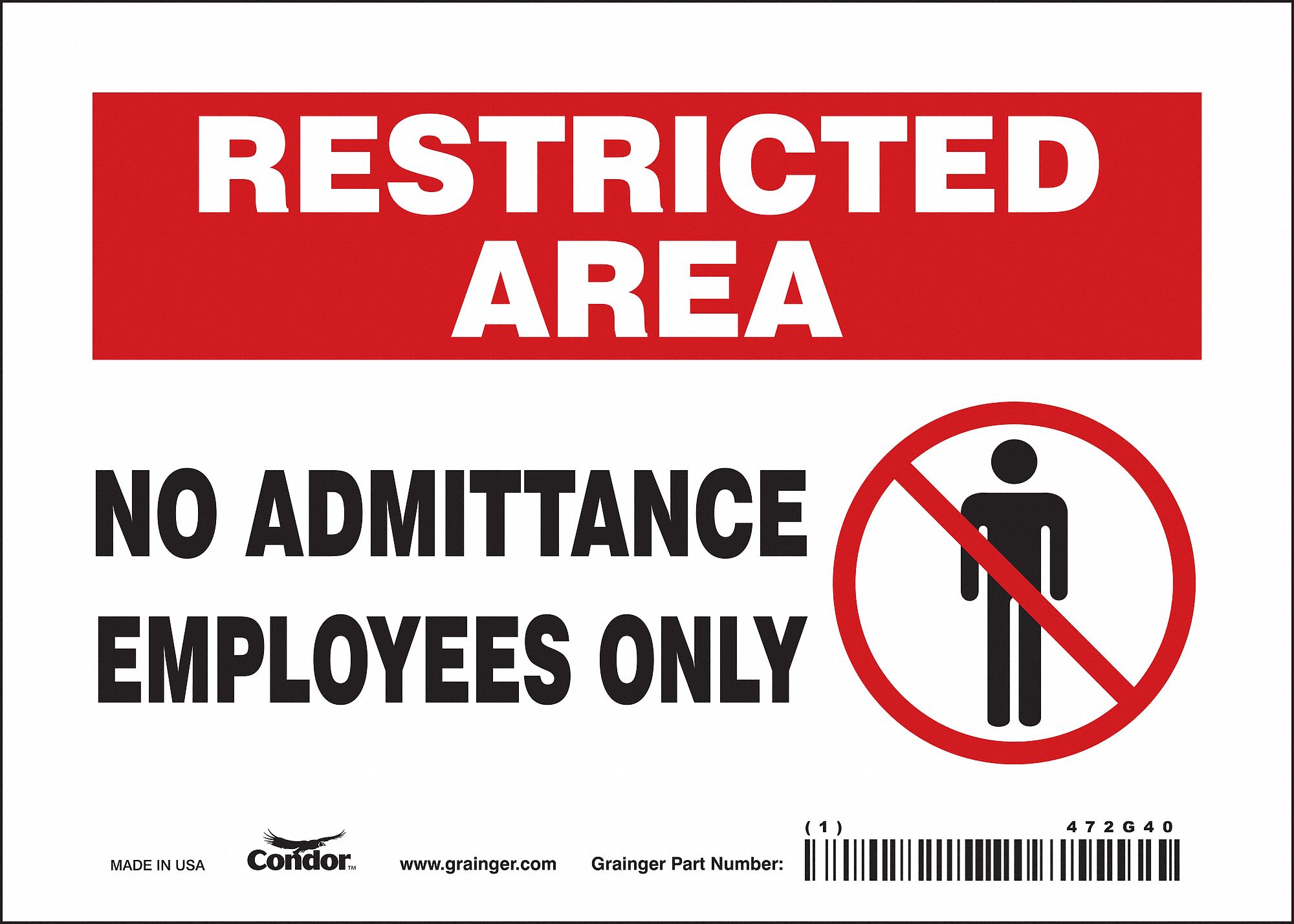 Safety Sign: Vinyl, Adhesive Sign Mounting, 5 in x 7 in Nominal Sign Size, Not Retroreflective, Wall