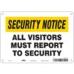 Security Notice: All Visitors Must Report To Security Signs