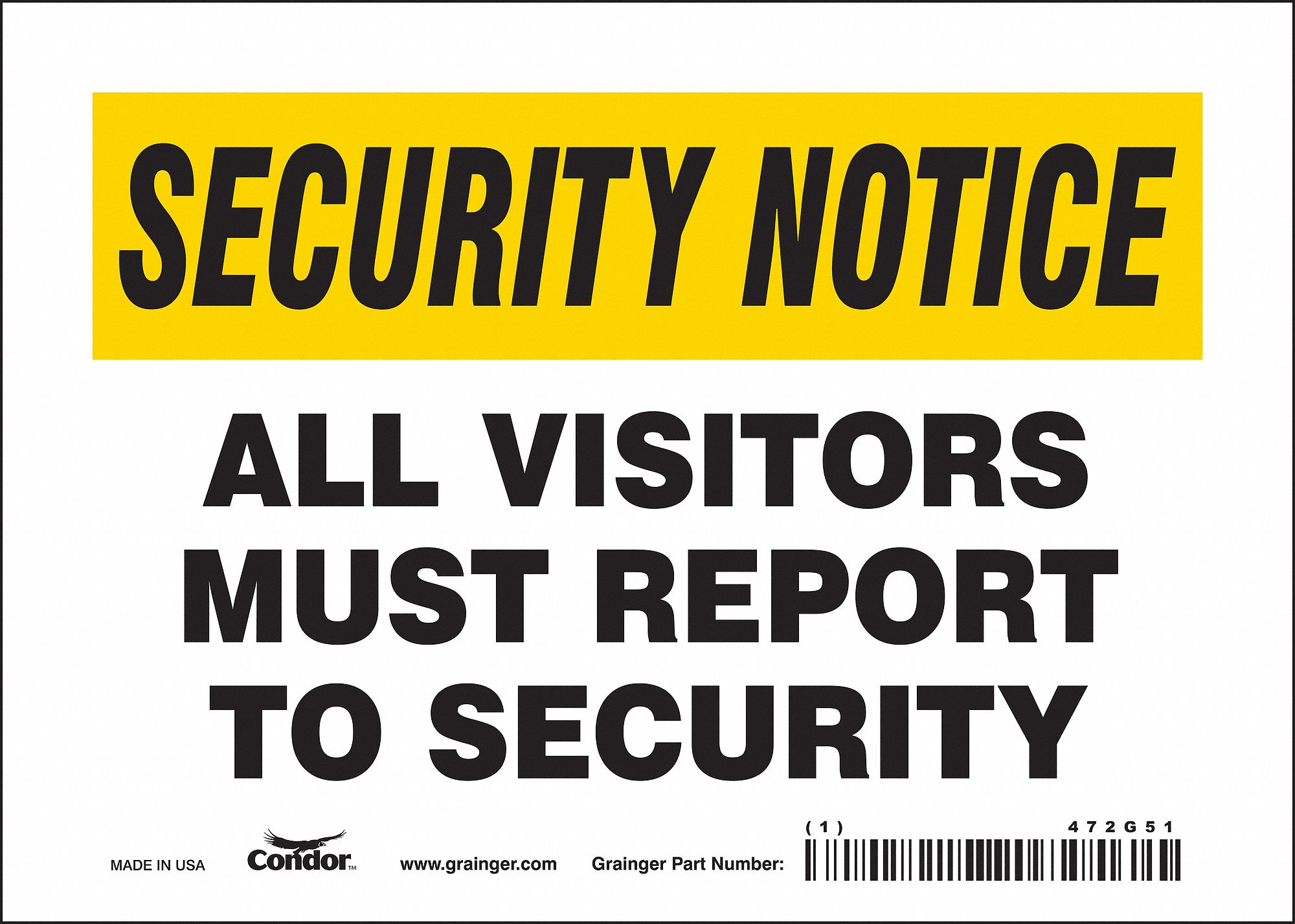 Safety Sign: Vinyl, Adhesive Sign Mounting, 5 in x 7 in Nominal Sign Size, Not Retroreflective