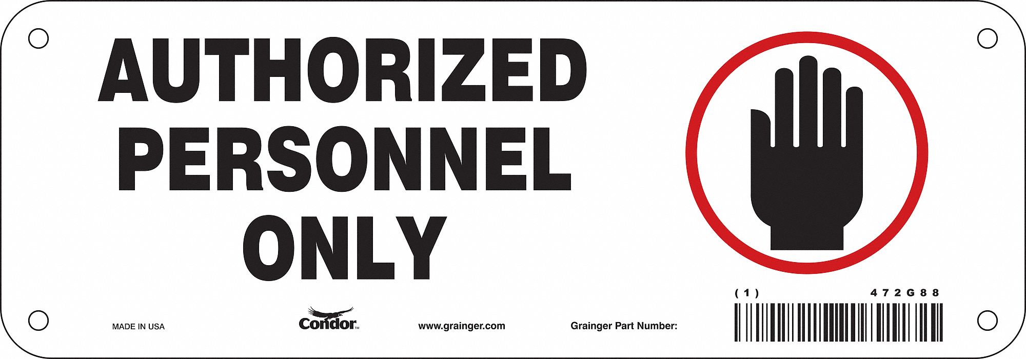 Safety Sign, 3.5in x 10in, Aluminum