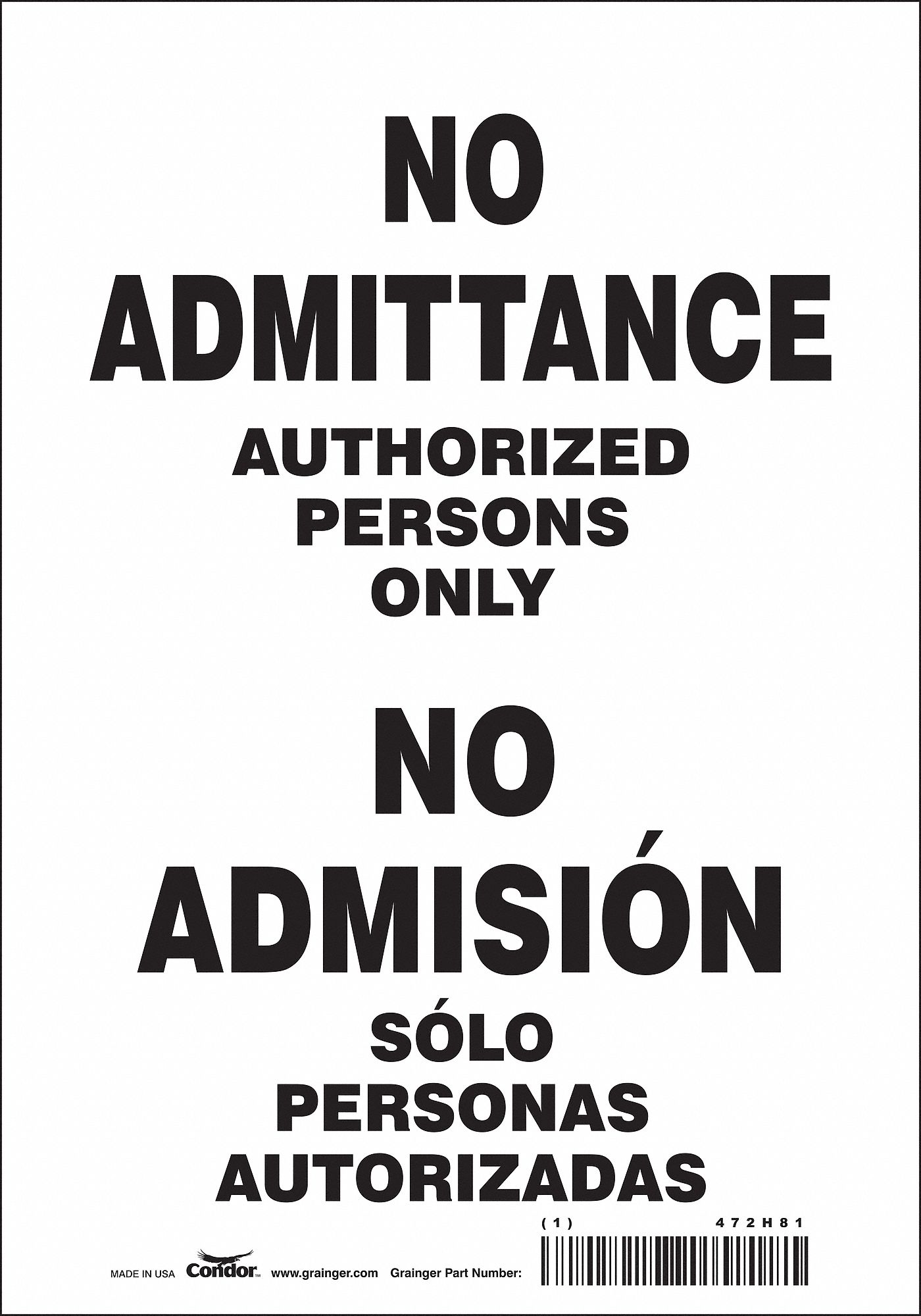 Safety Sign: Vinyl, Adhesive Sign Mounting, 10 in x 7 in Nominal Sign Size, Not Retroreflective