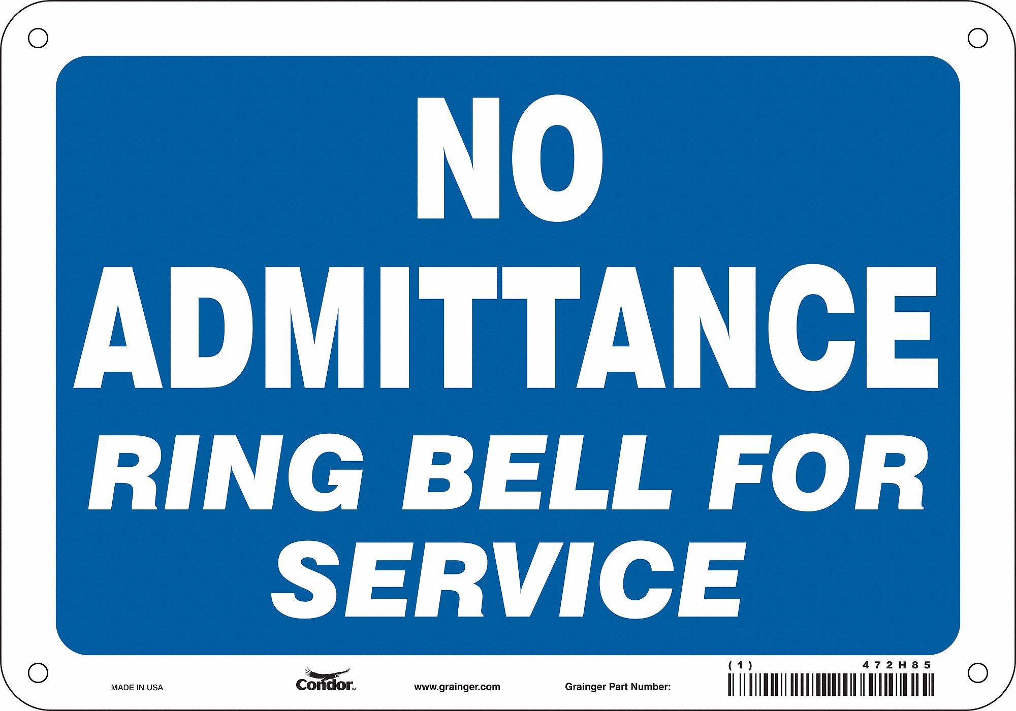 Safety Sign: Polyethylene, Mounting Holes Sign Mounting, 7 in x 10 in Nominal Sign Size, No Header