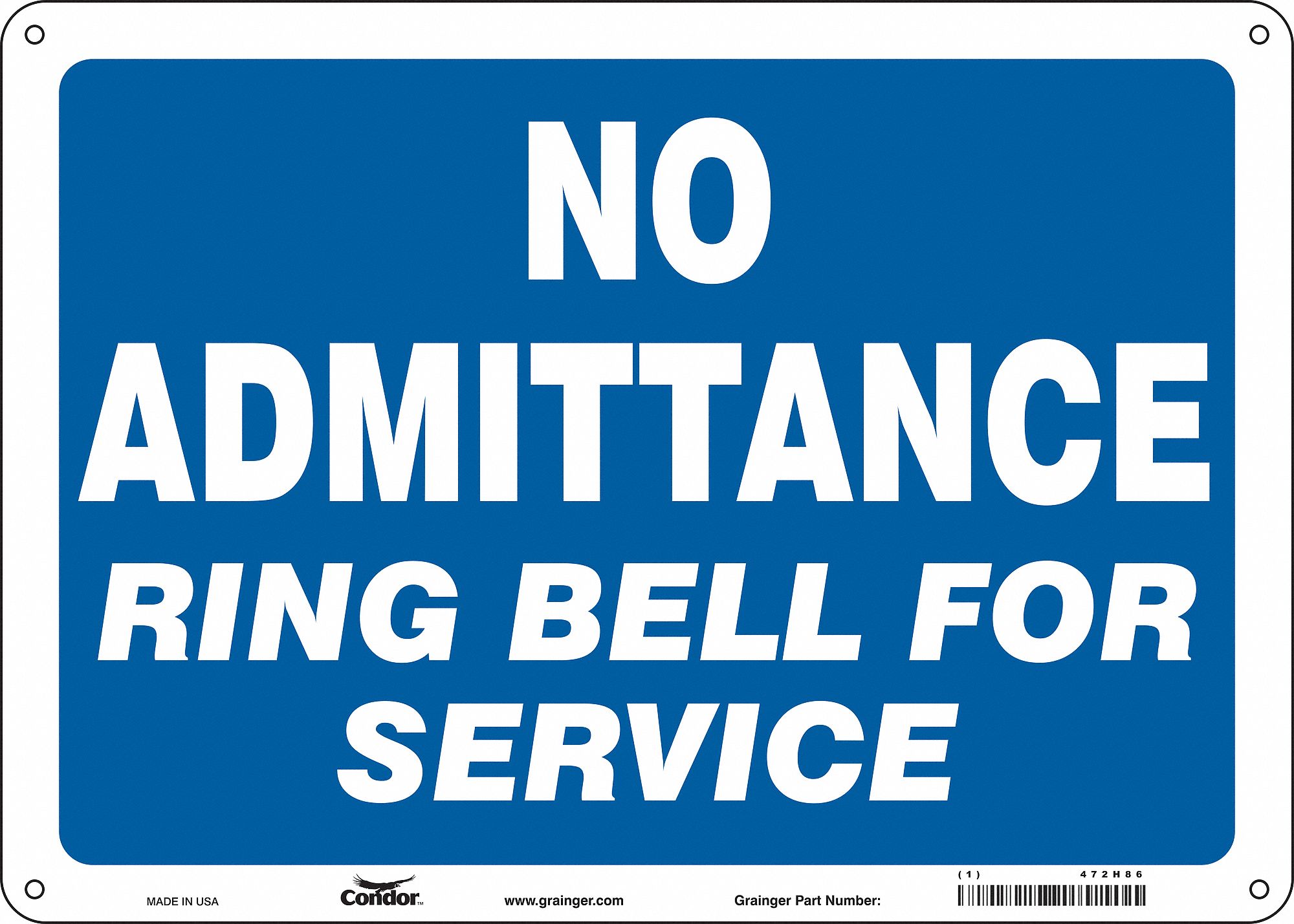 Safety Sign: Polyethylene, Mounting Holes Sign Mounting, 10 in x 14 in Nominal Sign Size, No Header