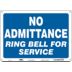 No Admittance Ring Bell For Service Signs