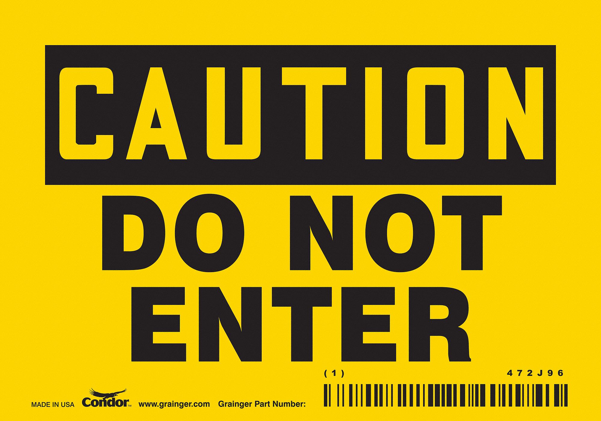 Safety Sign: Vinyl, Adhesive Sign Mounting, 3 1/2 in x 5 in Nominal Sign Size, Not Retroreflective