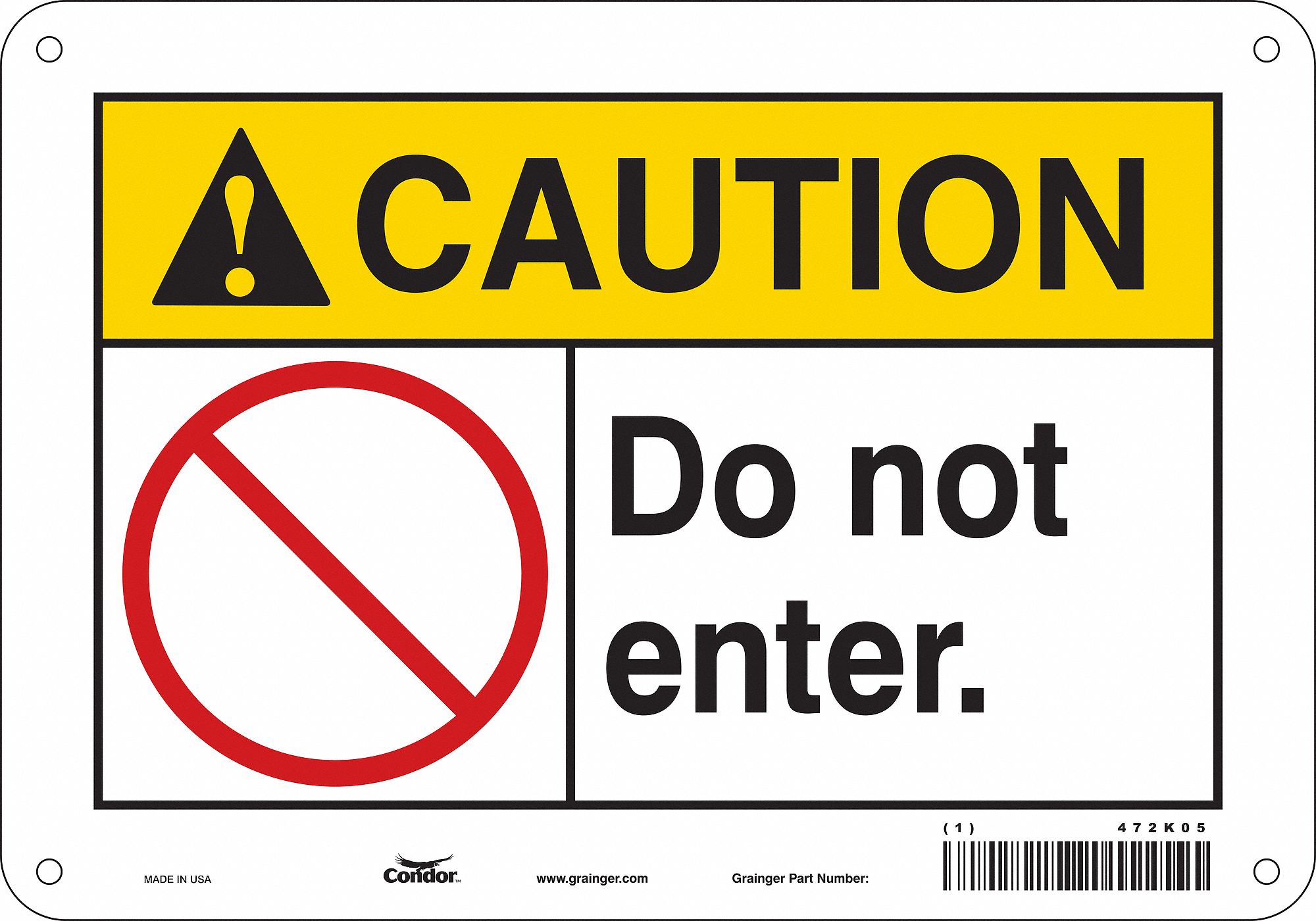Safety Sign: Aluminum, Mounting Holes Sign Mounting, 7 in x 10 in Nominal Sign Size, 0.032 in Thick
