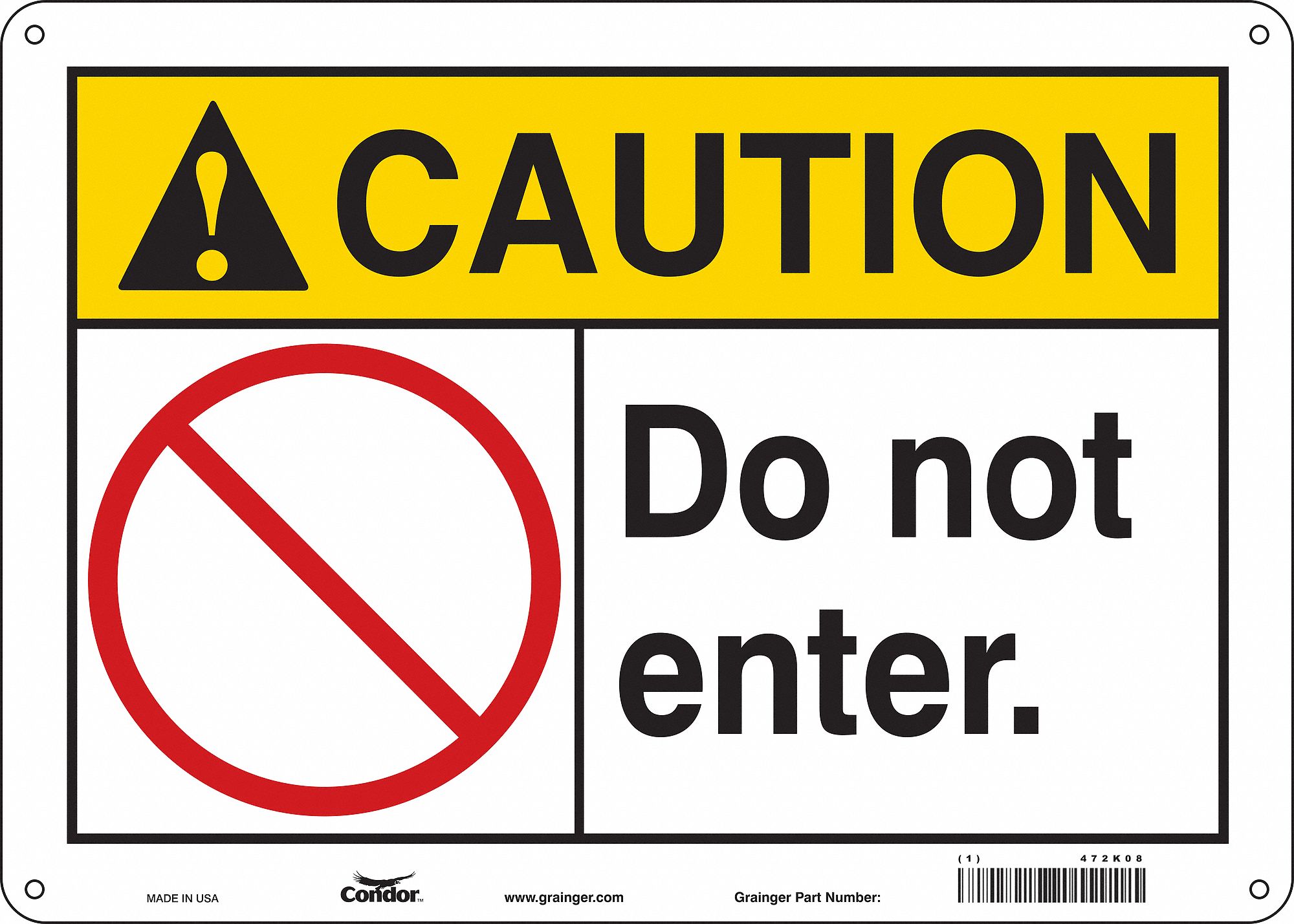 Safety Sign: Polyethylene, Mounting Holes Sign Mounting, 10 in x 14 in Nominal Sign Size, Caution