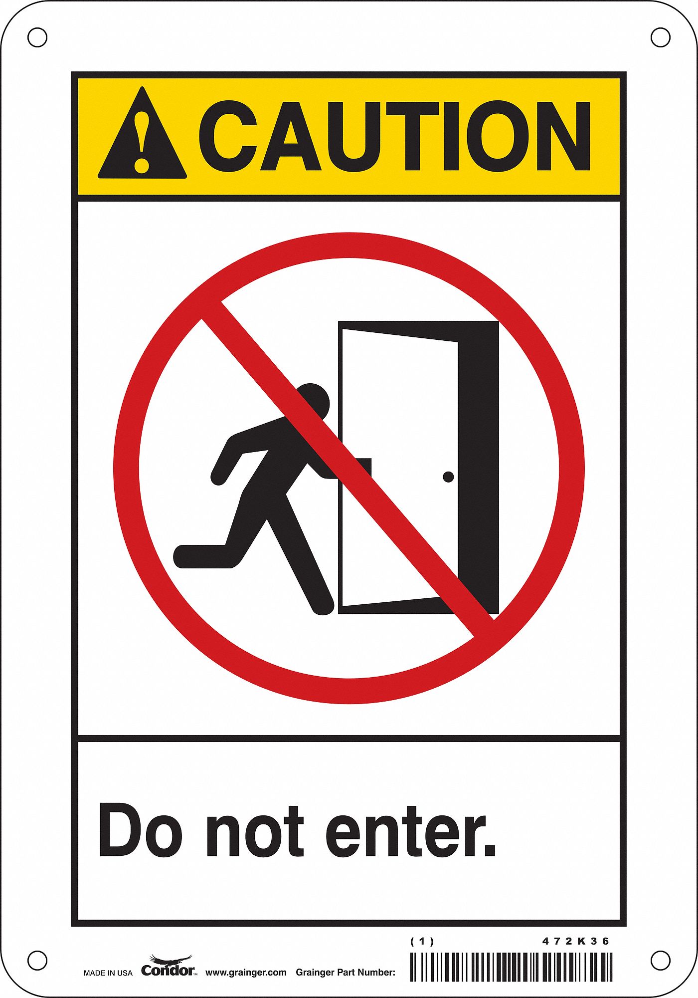 Safety Sign: Aluminum, Mounting Holes Sign Mounting, 10 in x 7 in Nominal Sign Size, 0.032 in Thick