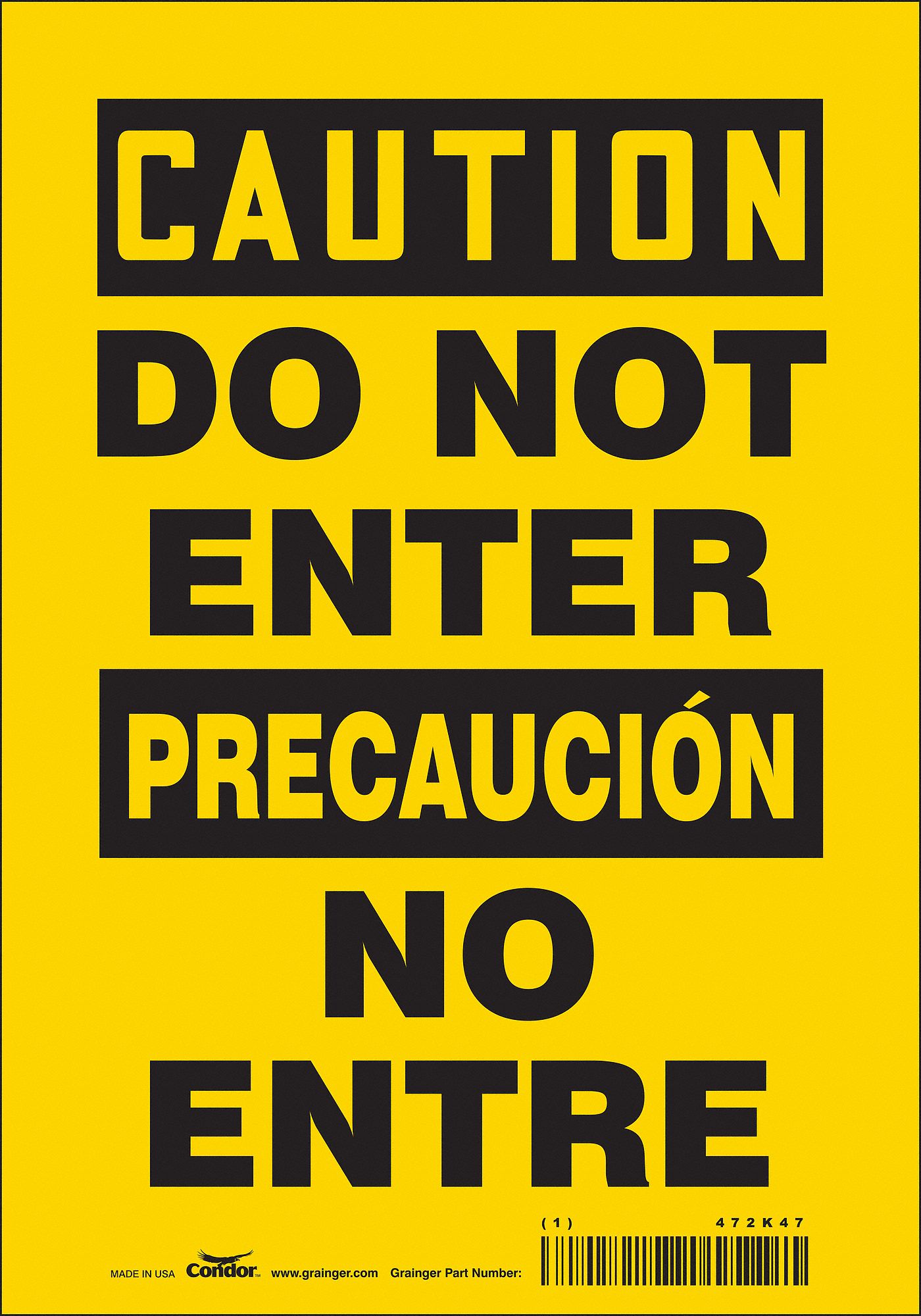 Safety Sign: Vinyl, Adhesive Sign Mounting, 10 in x 7 in Nominal Sign Size, Not Retroreflective