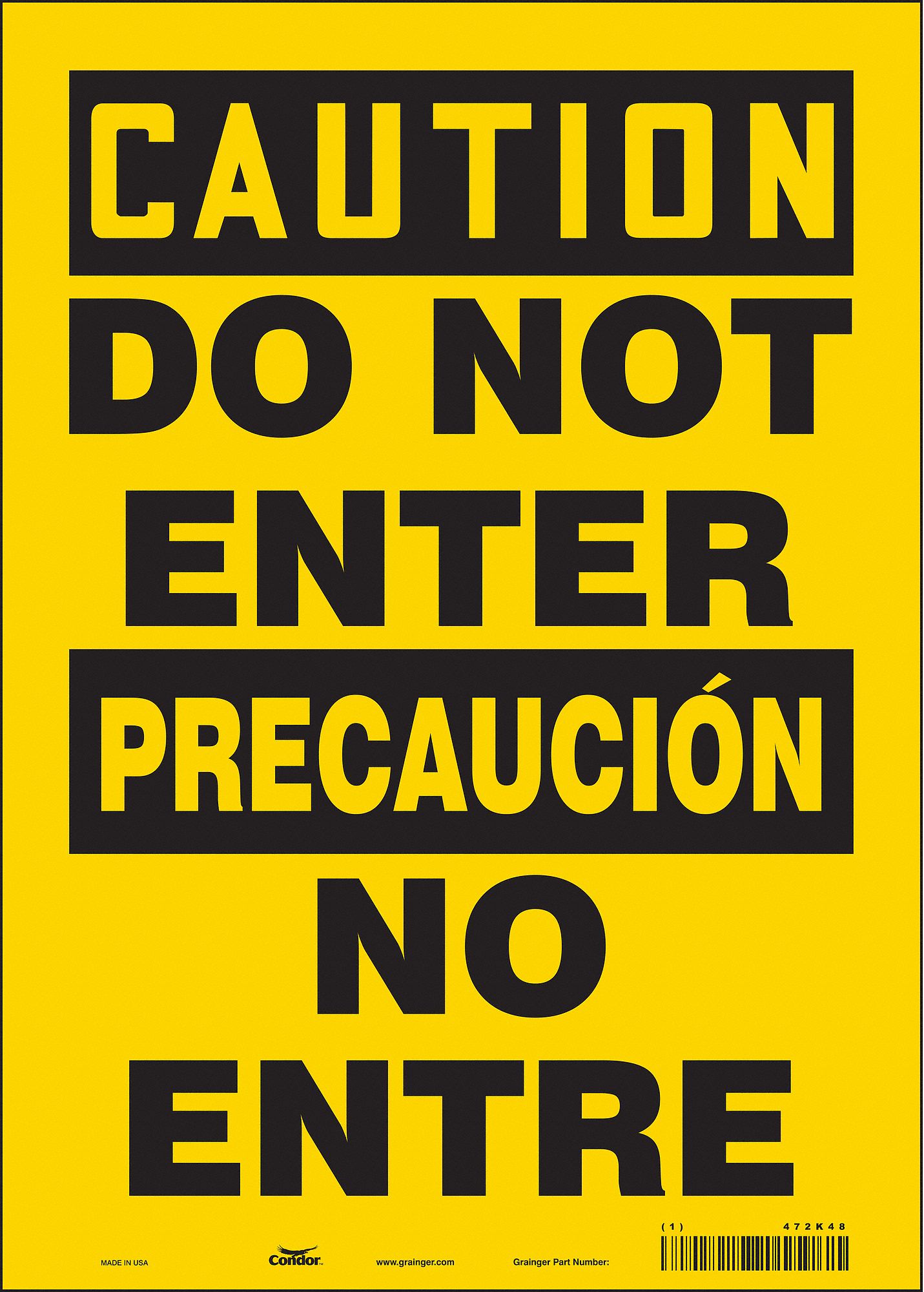 Safety Sign: Vinyl, Adhesive Sign Mounting, 14 in x 10 in Nominal Sign Size, Not Retroreflective