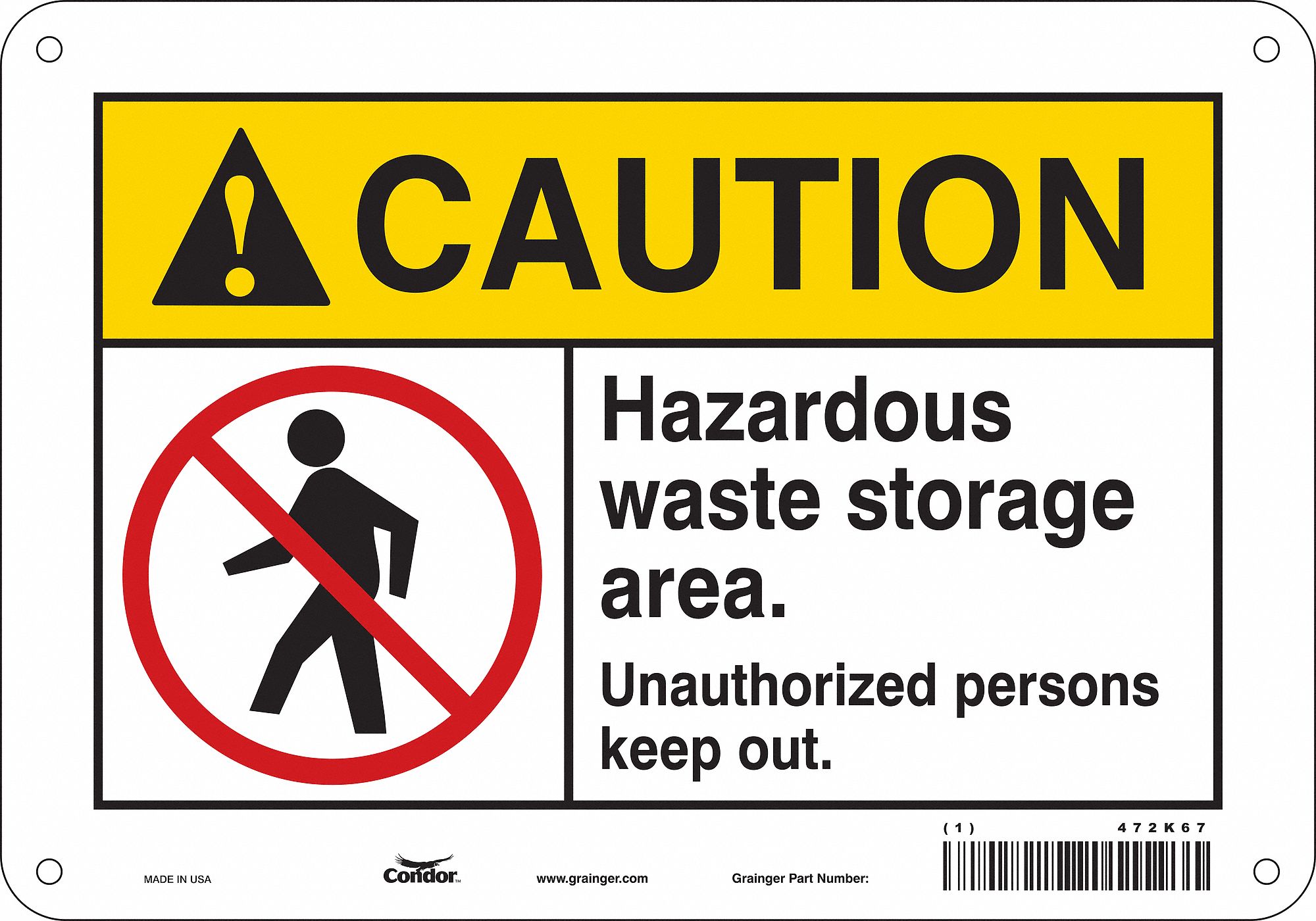 Safety Sign: Aluminum, Mounting Holes Sign Mounting, 7 in x 10 in Nominal Sign Size, 0.032 in Thick