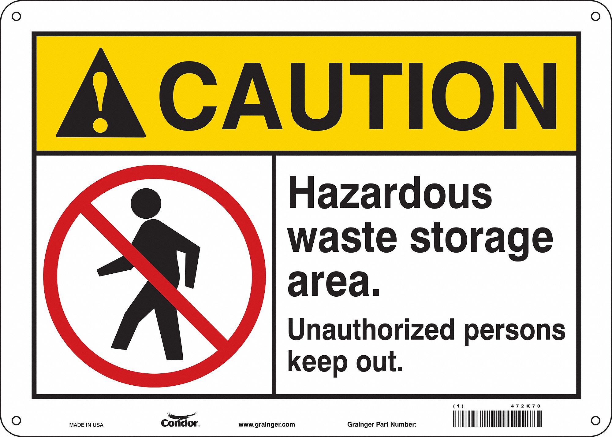 Safety Sign: Polyethylene, Mounting Holes Sign Mounting, 10 in x 14 in Nominal Sign Size, Caution
