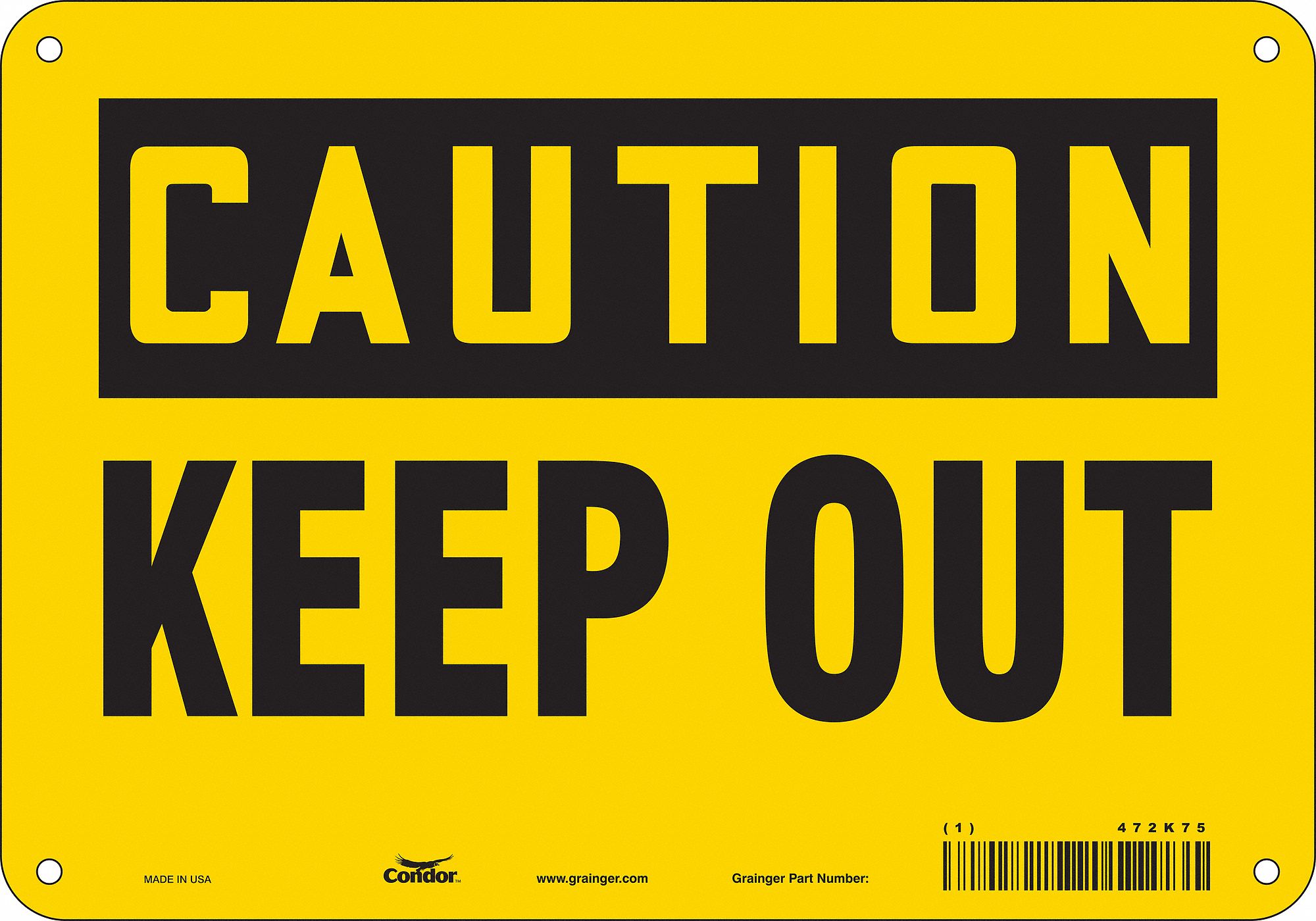 Safety Sign: Aluminum, Mounting Holes Sign Mounting, 7 in x 10 in Nominal Sign Size, 0.032 in Thick